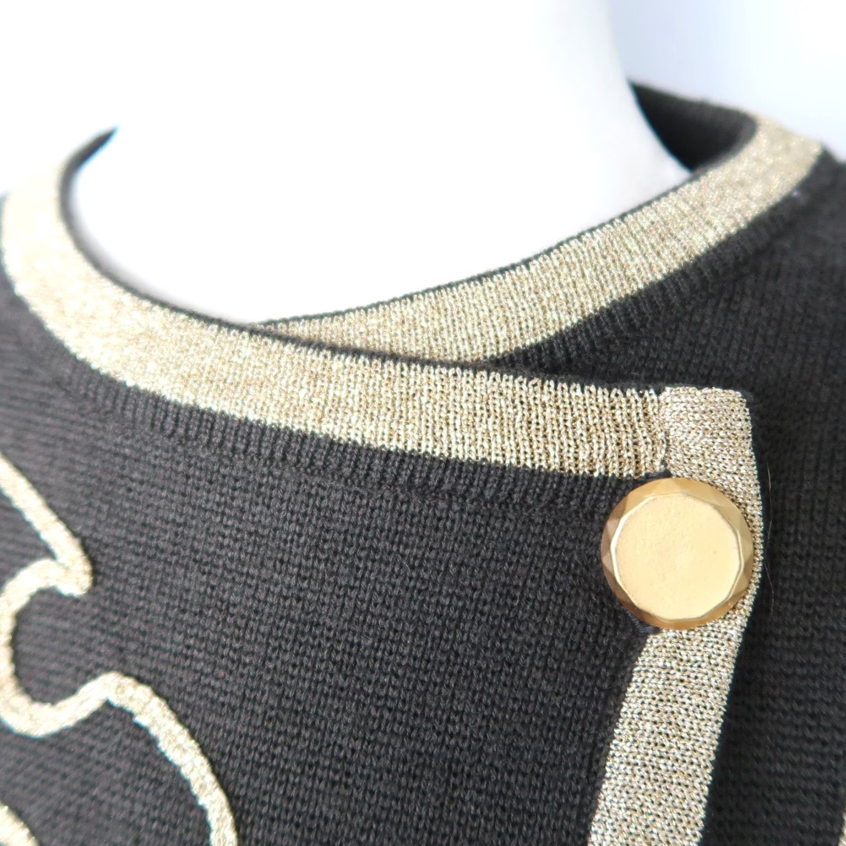 Vintage VINTAGE Classiques Merino Wool Knit Jacket XS Black Military/Landgirl 1980s Gold Trim Buttoned Cardigan Size XS / US 0-2 / IT 36-38 - 3 Thumbnail