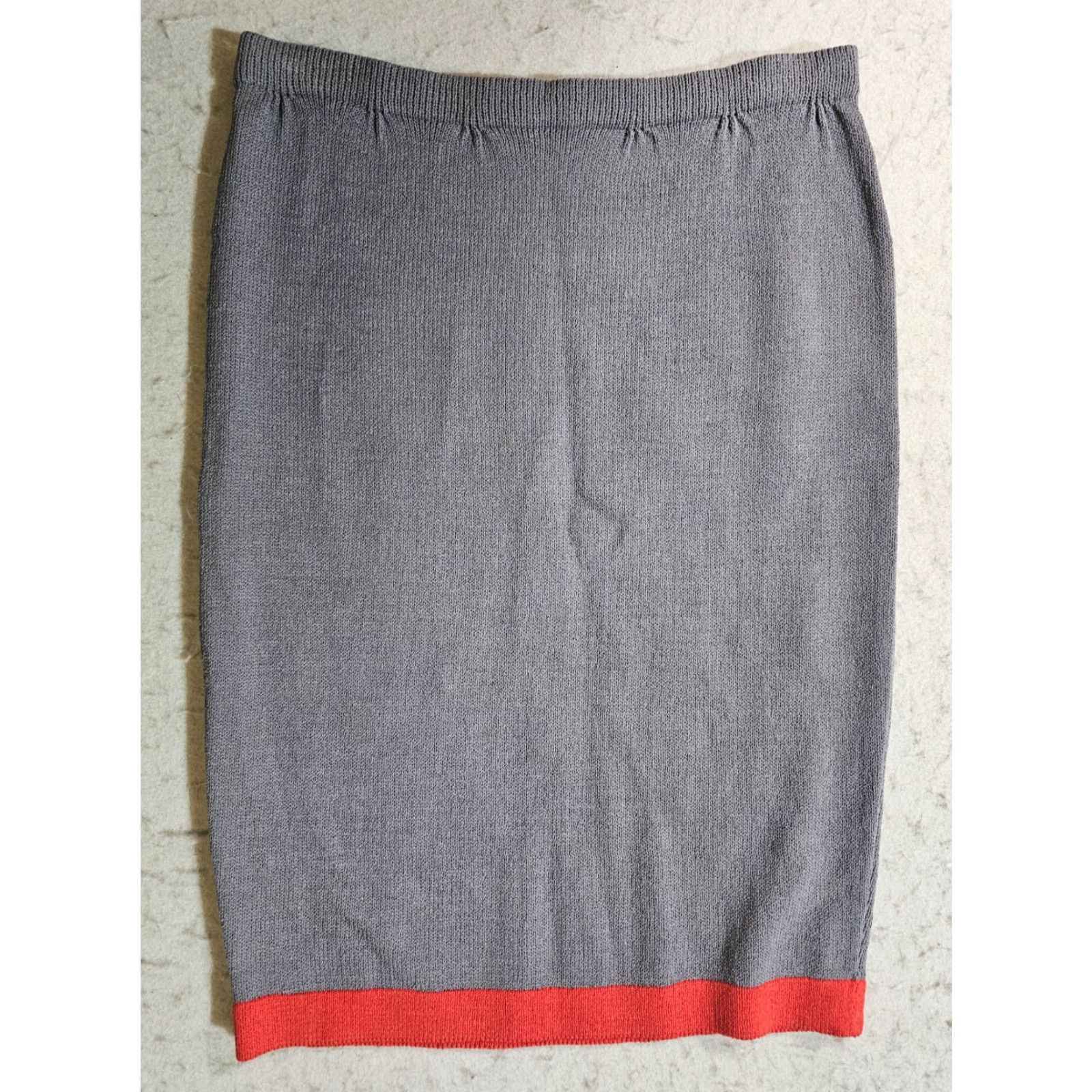 St. John VINTAGE St John Collection by Marie Gray Knitted Grey & Orange Trimmed Suit Sz 4 Top & Bottom Set / 2 Piece / Wool Blend / Regular Fit / Women Size S / US 4 / IT 40 - 5 Thumbnail