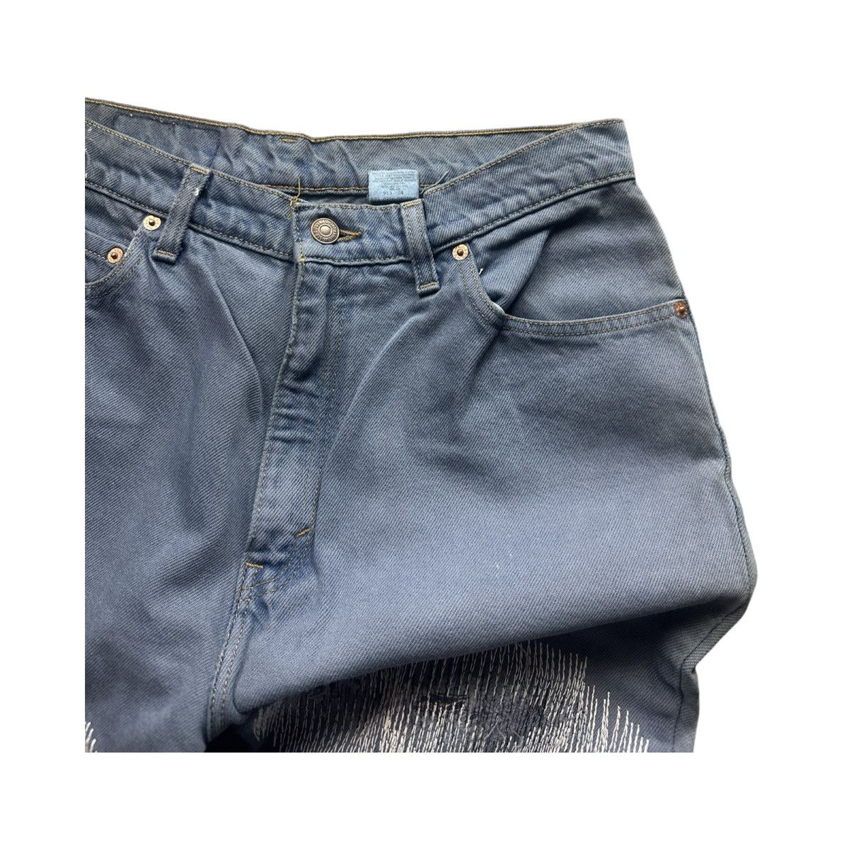 Japanese Brand Baggy Sashiko Skull Denim Midnight Wash 32x30 Size US 36 / EU 52 - 6 Thumbnail