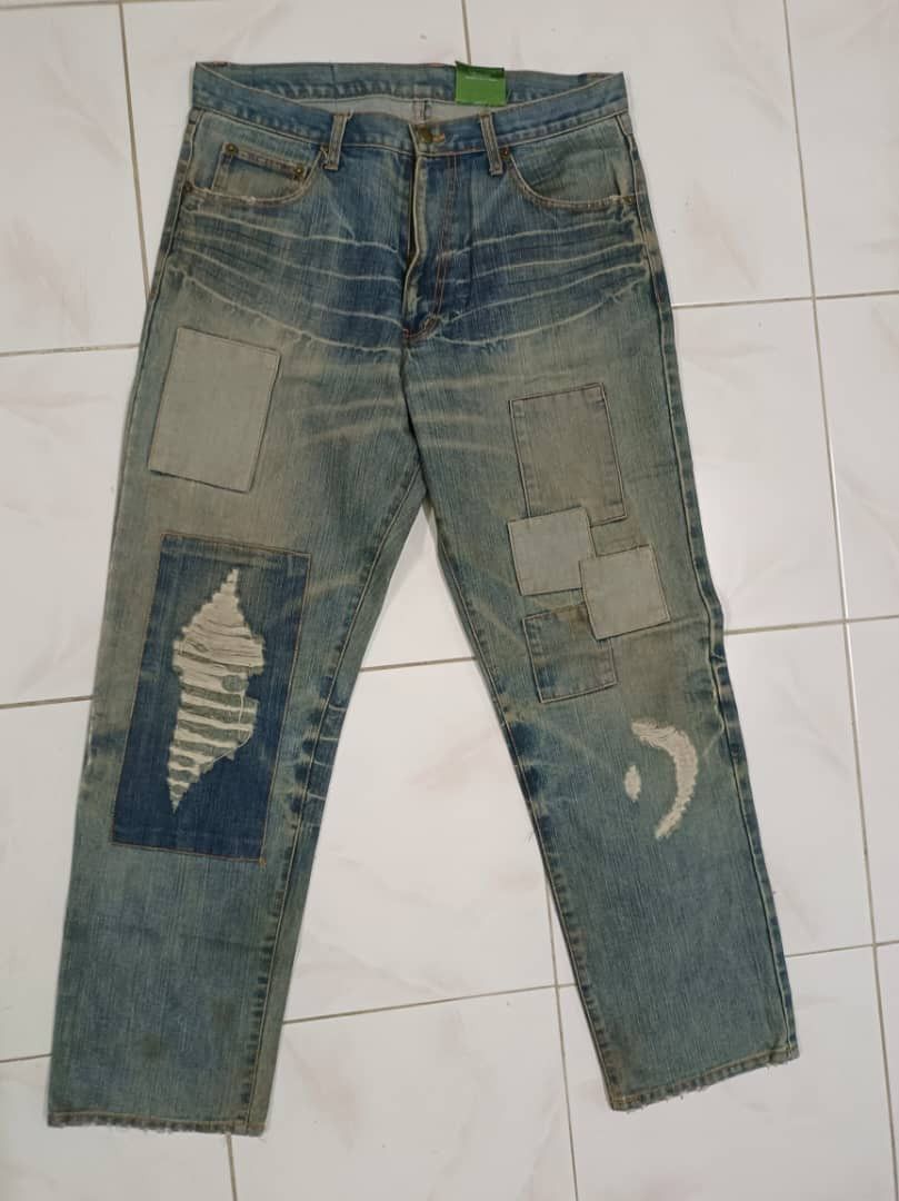 Japanese Brand Plotgate Original Patchwork Denim Jeans Size US 33 - 1 Thumbnail
