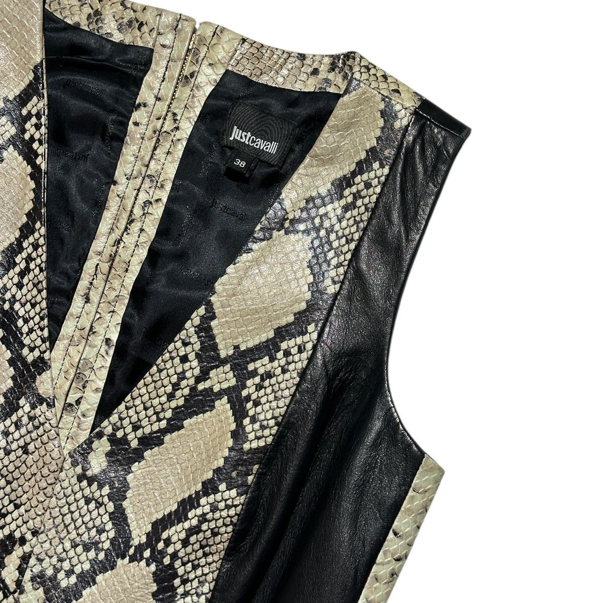 Just Cavalli × Roberto Cavalli Leather python paneled dress Size XS / US 0-2 / IT 36-38 - 2 Thumbnail