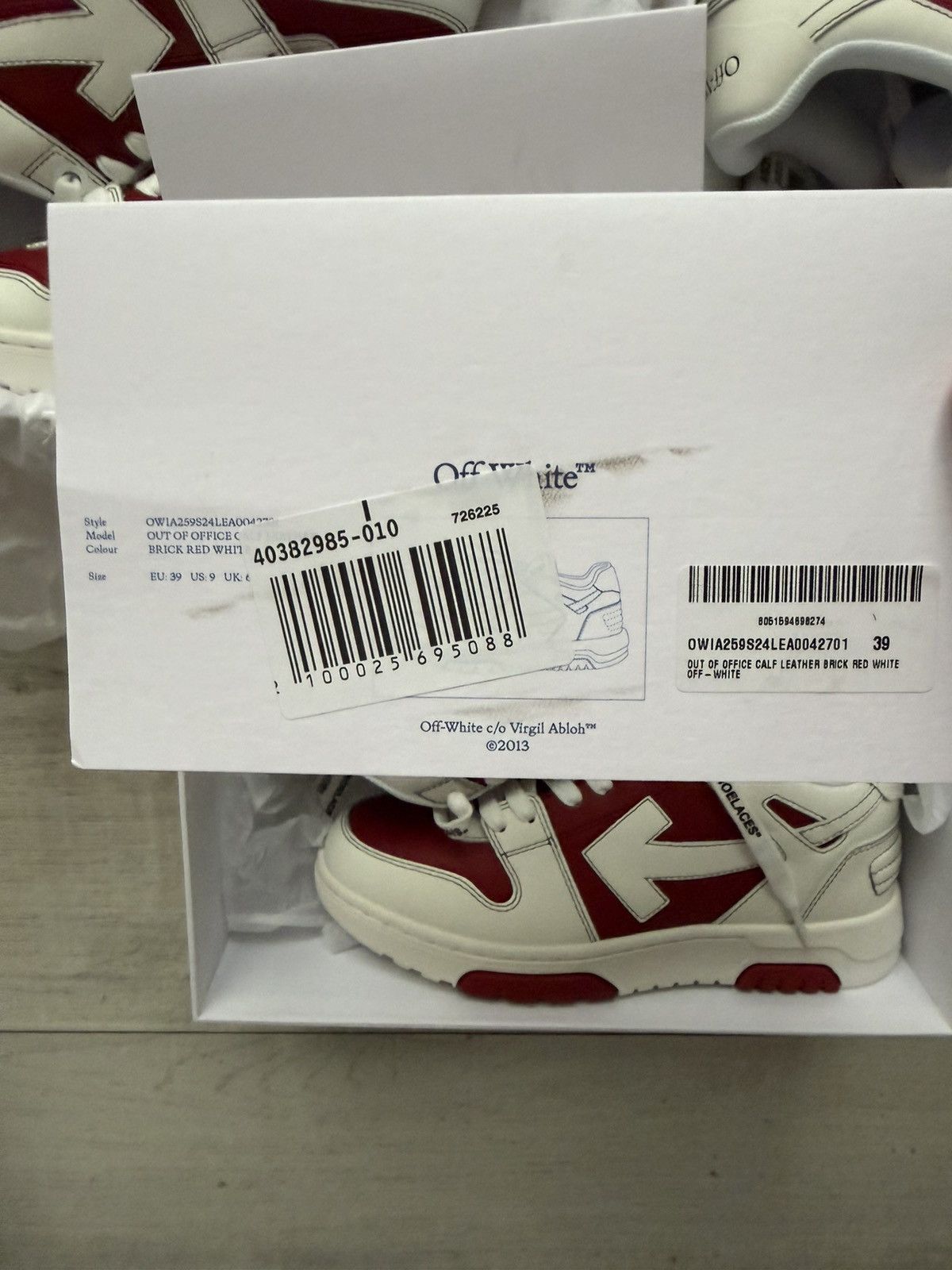 Off-White Off White Out Off Office Whute Burgundy Size US 9 / IT 39 - 8 Thumbnail