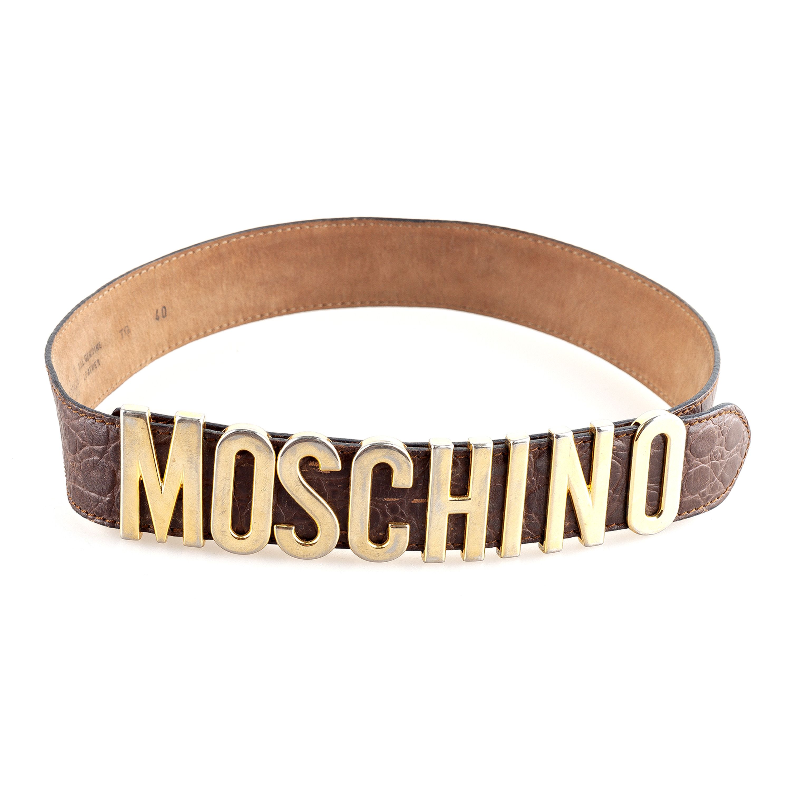 Moschino Moschino Brown Golden Leather Belt (80 cm) Size ONE SIZE - 1 Thumbnail