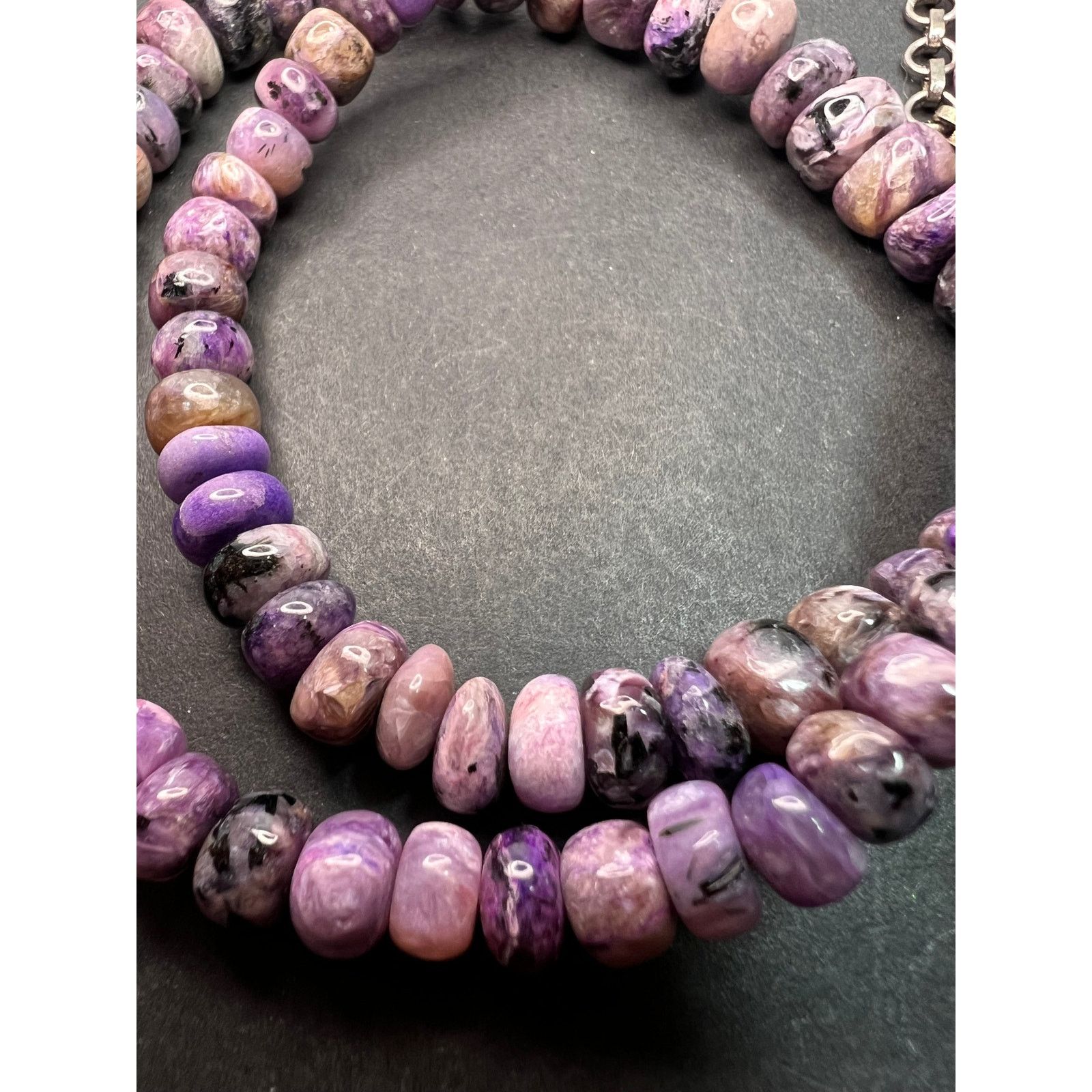 Other NEW Charoite rondelle beaded 18 inch necklace with 925 clasp Size ONE SIZE - 5 Thumbnail