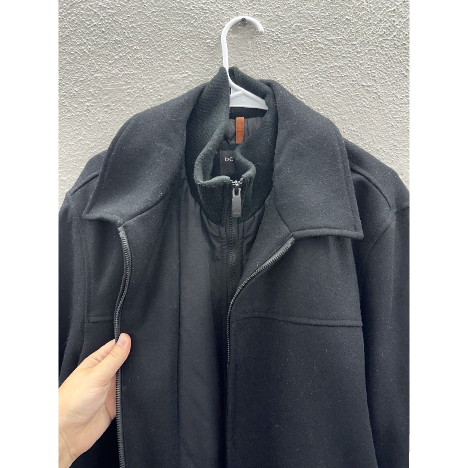 Dockers DOCKERS Peacoat Jacket Black XL Wool Blend Double Zip Up Faux Mock Neck Mens Regular Stand-Up Collar 90s City Classic Outdoor BLAK Size US XL / EU 56 / 4 - 4 Thumbnail