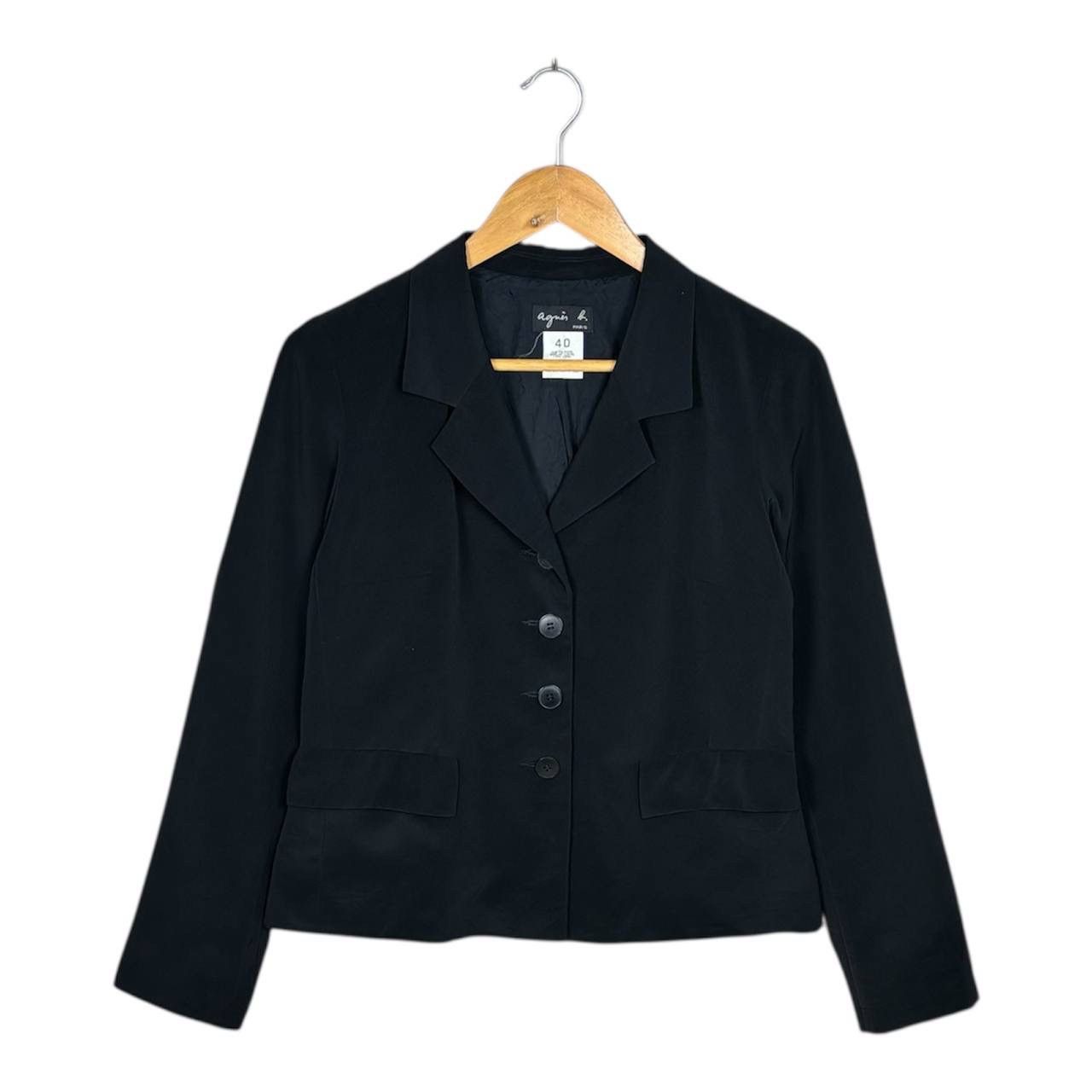 agnes b. Agnes B. Paris Vintage 90s Black Blazer Jacket Size 40 Size M / US 6-8 / IT 42-44 - 1 Thumbnail