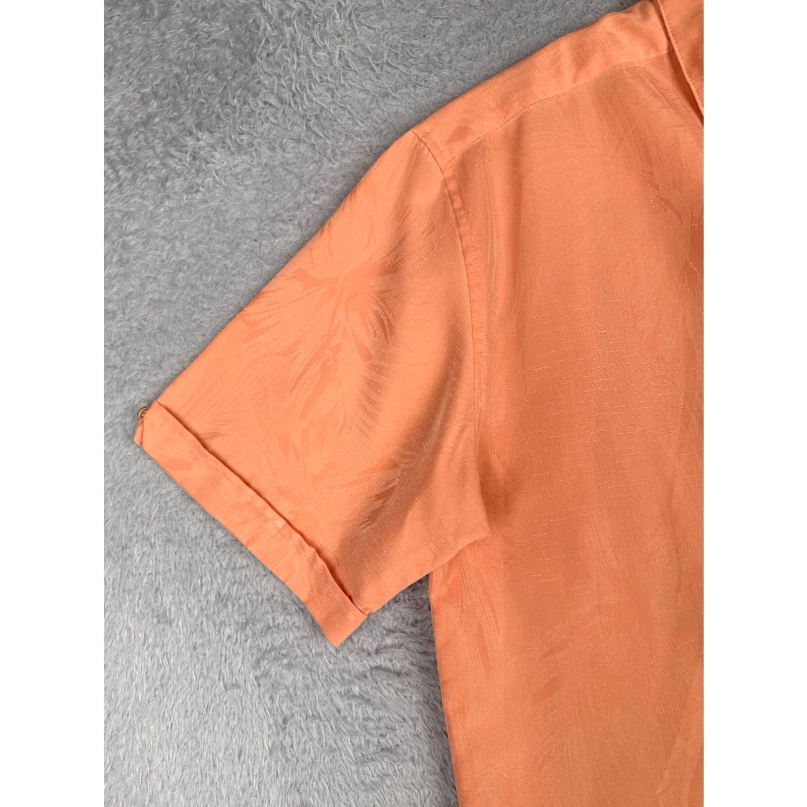 Cubavera Cubavera Men Shirt Casual Hawaiian Floral Orange Embroidered Button-Up Rayon Blend Size US L / EU 52-54 / 3 - 3 Thumbnail