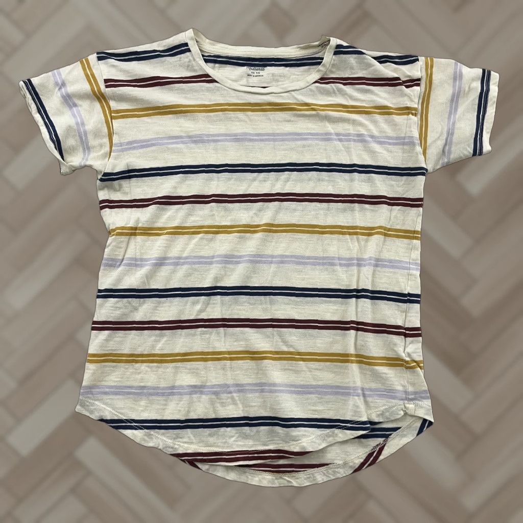 Madewell Madewell Short Sleeve T-Shirt Women XS Beige Striped Shirt, Womens, T-Shirt, XS Size XS / US 0-2 / IT 36-38 - 1 Thumbnail