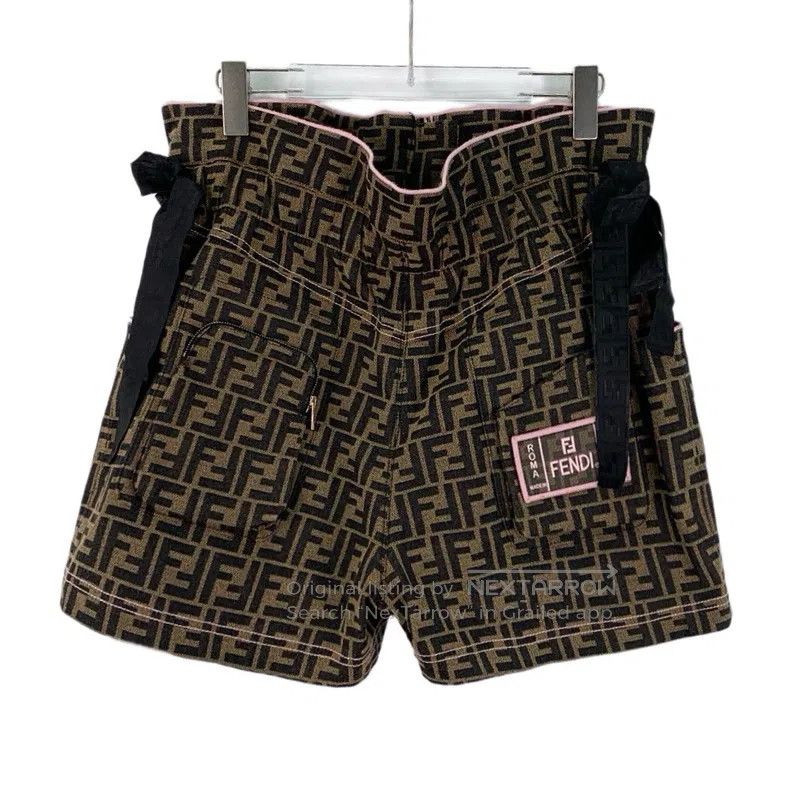 Fendi Fendi Dark Brown Logo Letter Full-Print Casual Short Pants Size US 28 / EU 44 - 2 Thumbnail