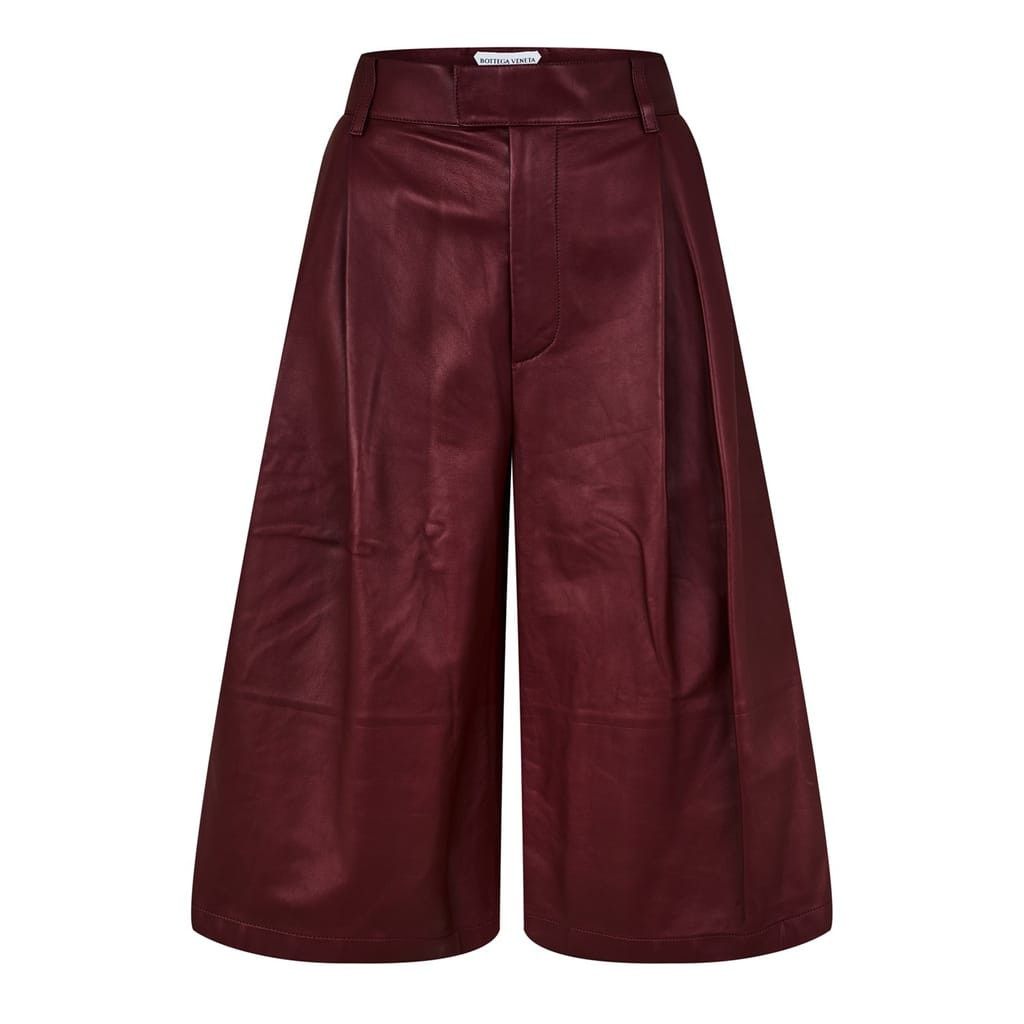 Bottega Veneta Bottega Veneta Leather Bermuda Shorts in Red Size 26" / US 2 / IT 38 - 2 Thumbnail