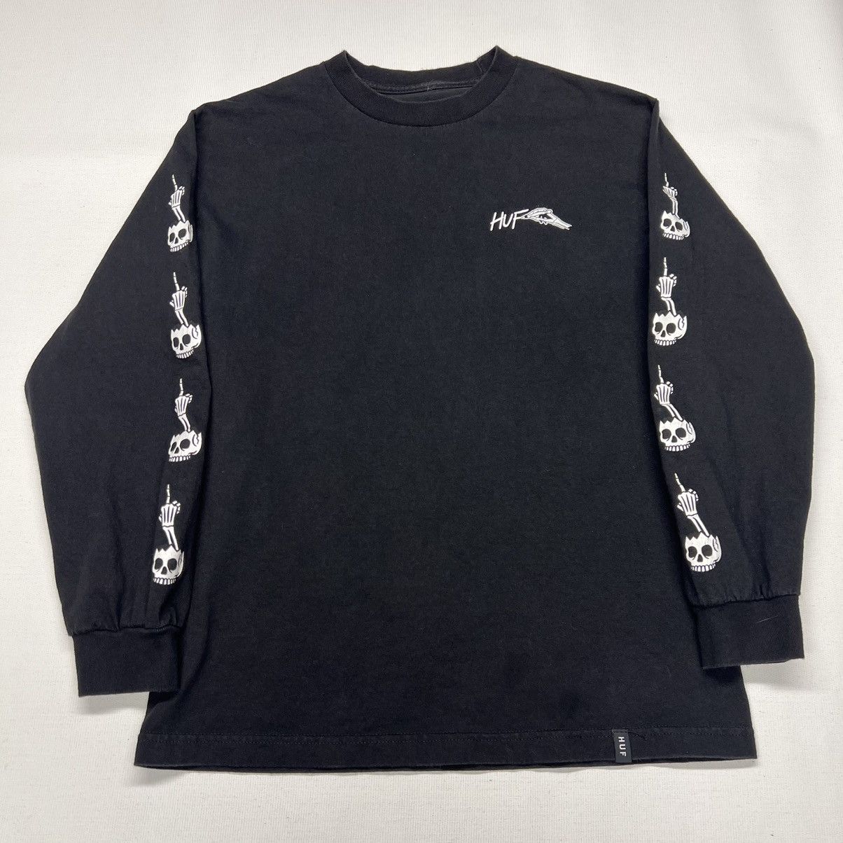 Huf HUF Skull Tee Shirt Black Long Sleeve Finger Skate Logo Size US M / EU 48-50 / 2 - 1 Thumbnail
