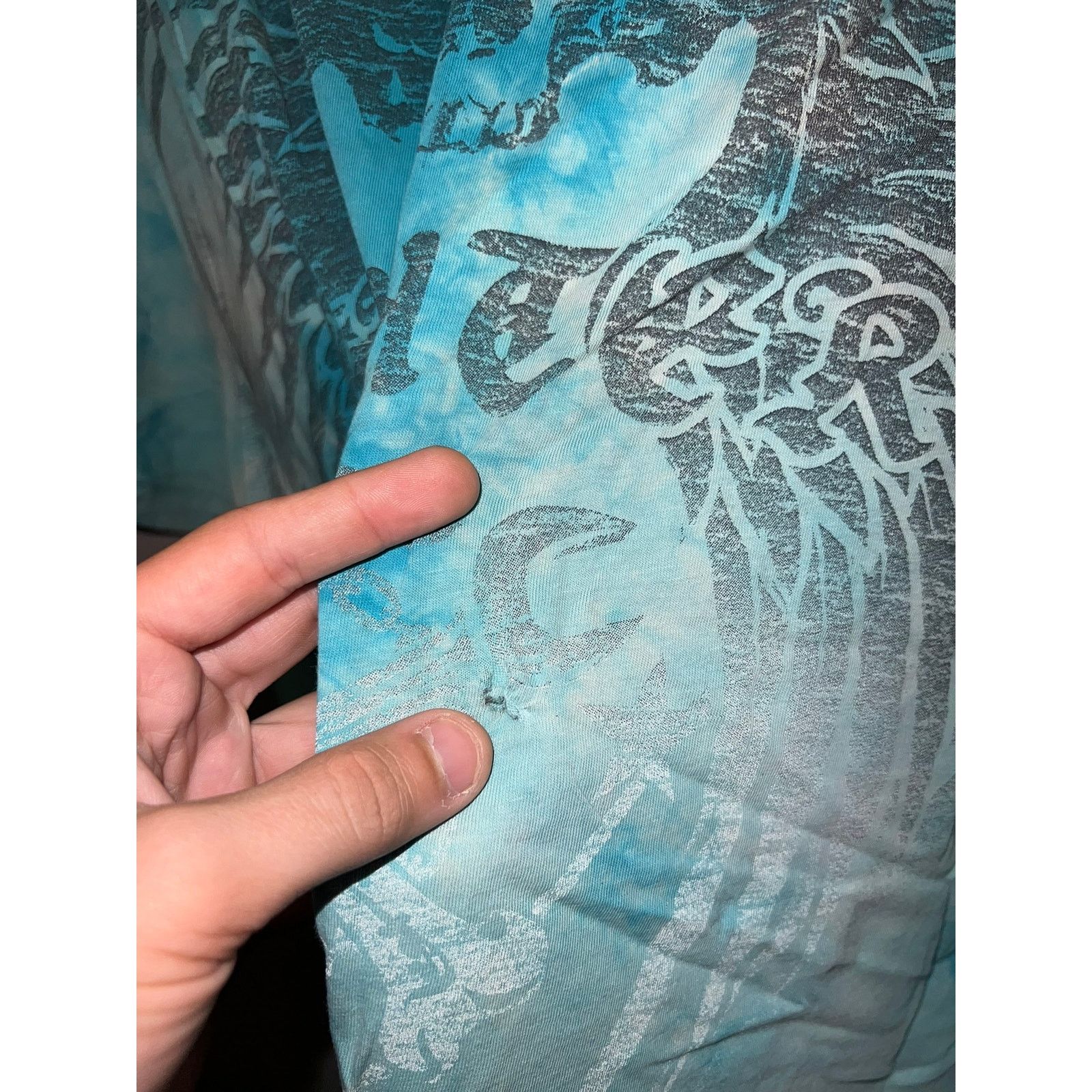 Vintage Y2K Sinister Fighter Shirt Blue AOP All Over Print Y2K Tee L Size US L / EU 52-54 / 3 - 7 Thumbnail