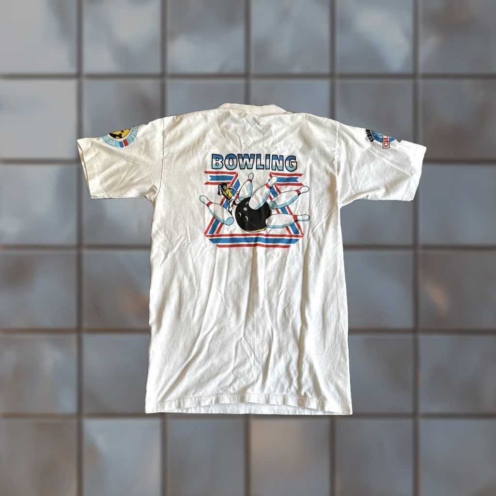 Champion VINTAGE Strike Zone Champion Bowling T-Shirt Mens M 80s White Size US M / EU 48-50 / 2 - 1 Thumbnail