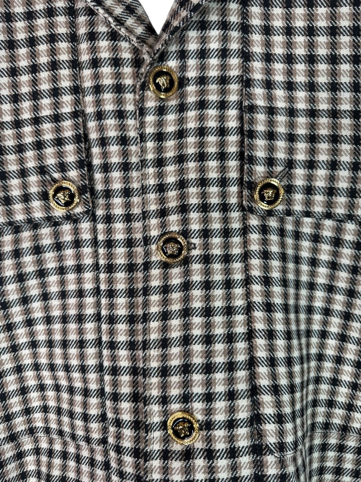 Versace Versace Checked Medusa Button Jacket Brown/Black – Size 48 Size US M / EU 48-50 / 2 - 2 Thumbnail