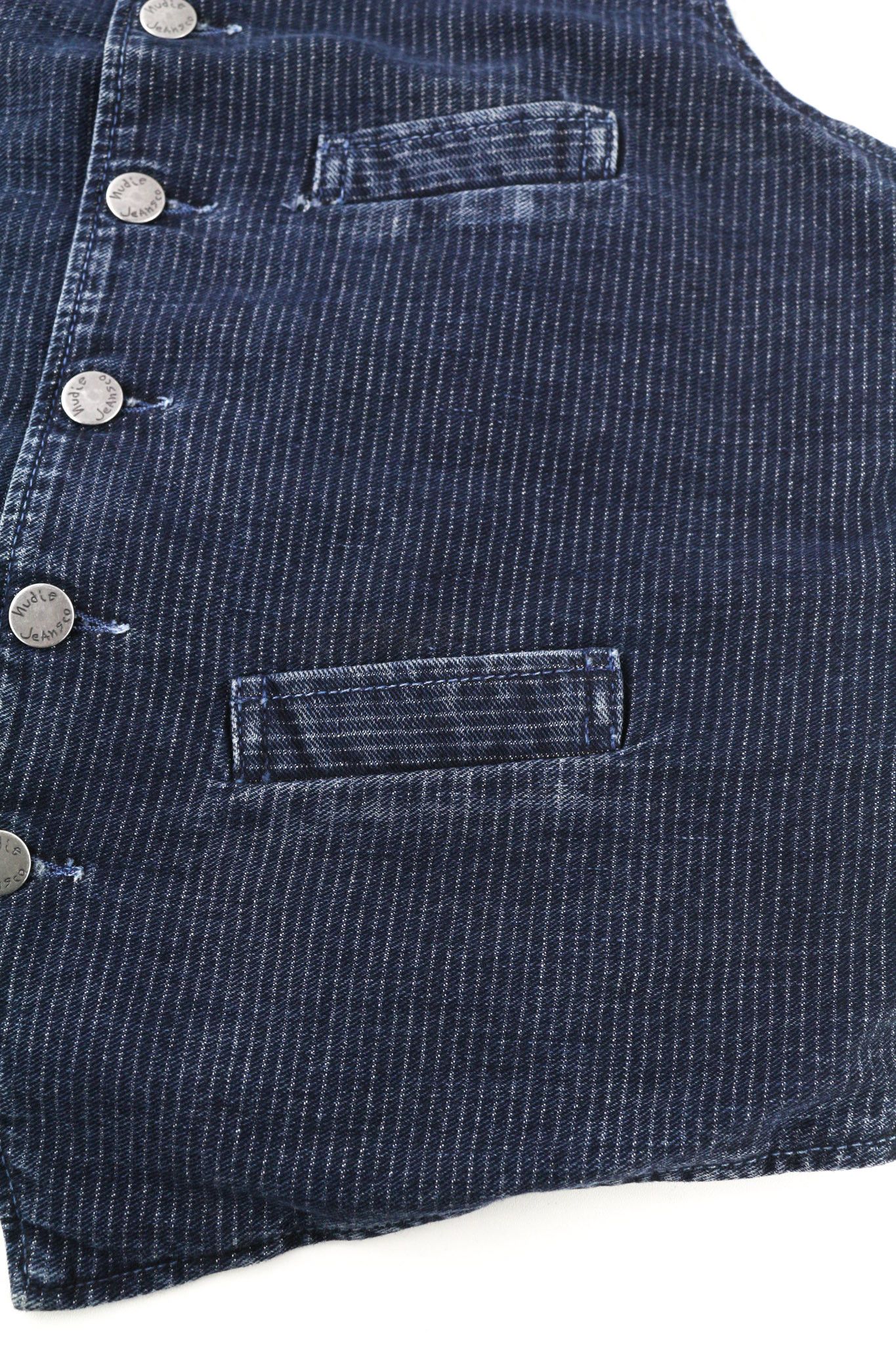 Nudie Jeans GUSTAV M Worker Stripe Dark Blue Buttoned Vest 80725 Size US M / EU 48-50 / 2 - 5 Thumbnail