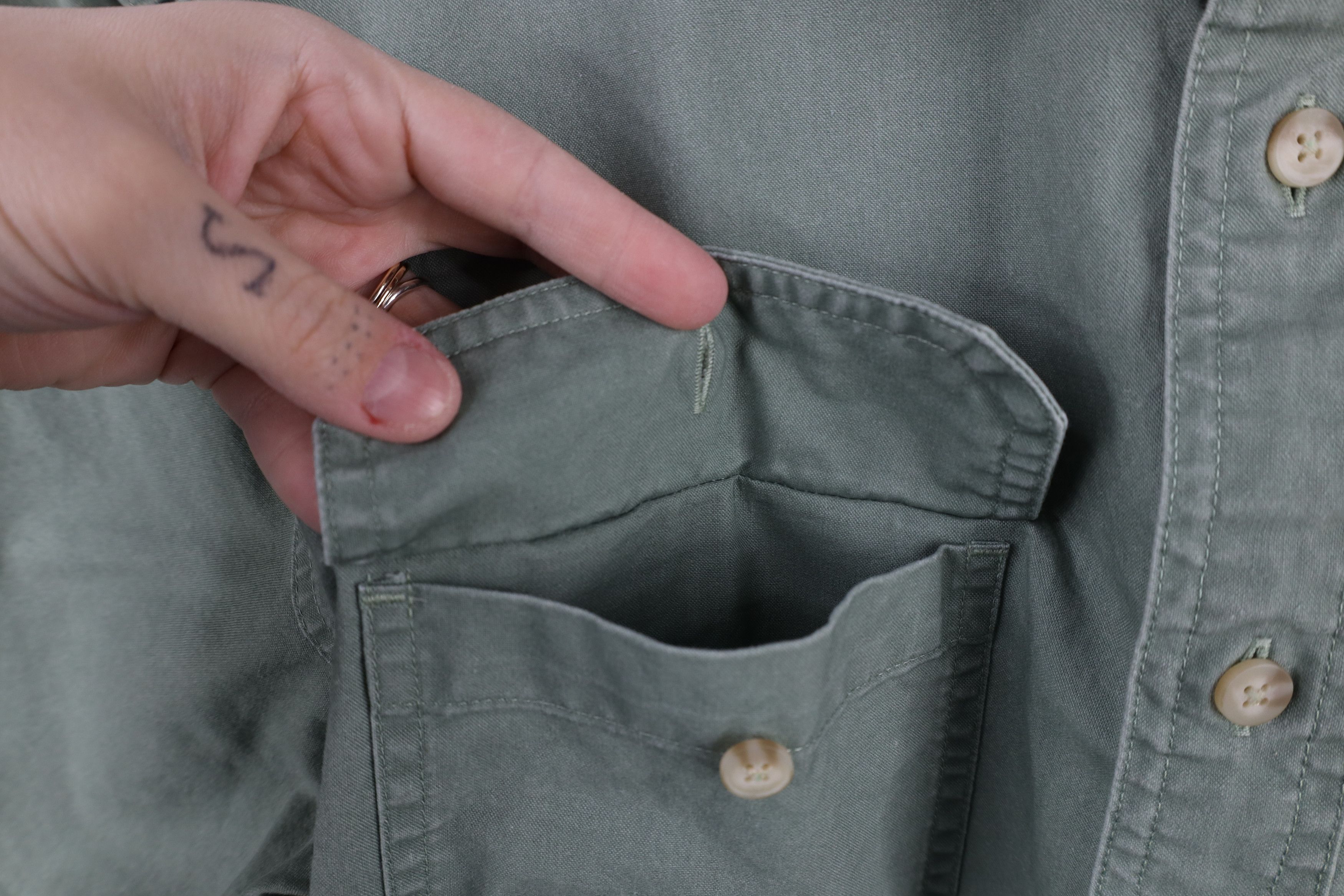 L.L. Bean × Vintage Vintage 90s LL Bean Safari Bush Collared Button Shirt Green Size US S / EU 44-46 / 1 - 5 Thumbnail