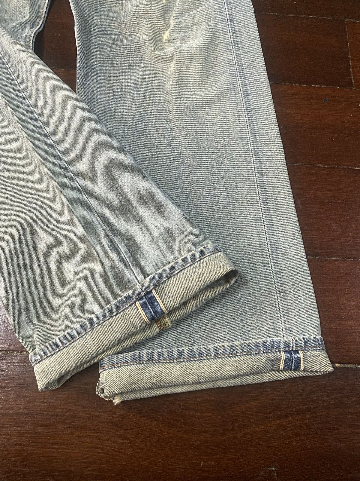 Edwin VINTAGE EDWIN 505 SELVEDGE DISTRESSED DENIM JEANS mud wash Size US 33 - 15 Thumbnail