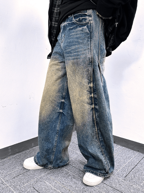 Japanese Brand Distressed washed loose wide-leg scimitar jeans Size US 32 / EU 48 - 2 Thumbnail
