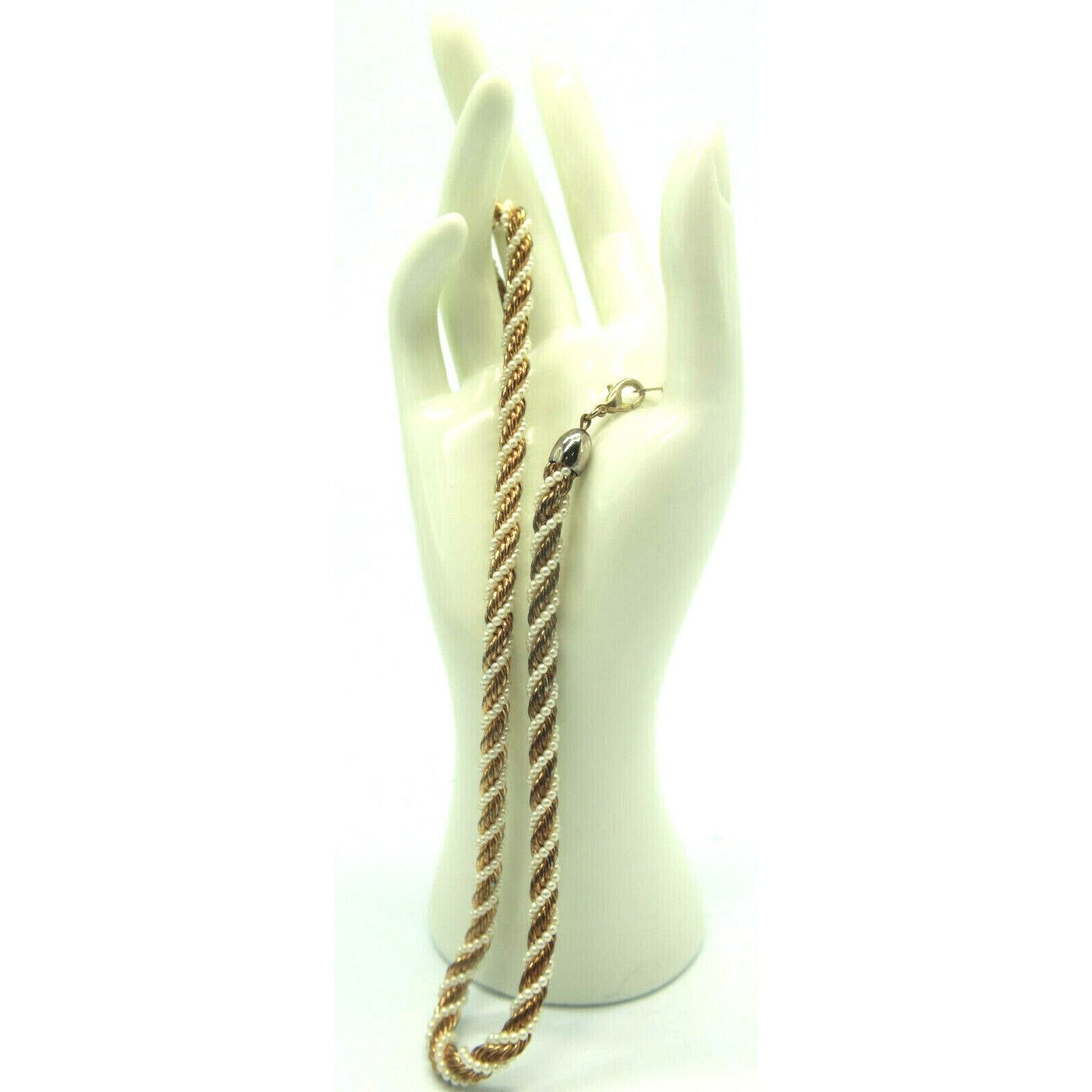 Other Elegant Faux Seed Pearl & Golden Twist Chain Rope Necklace Size ONE SIZE - 2 Thumbnail
