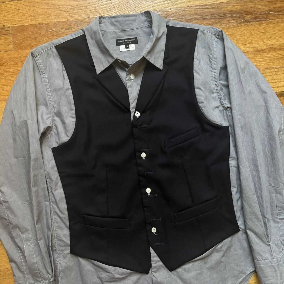 Comme des Garcons Homme Plus SS2009 Waistcoat Reconstructed Button-Up Shirt Size US S / EU 44-46 / 1 - 2 Thumbnail