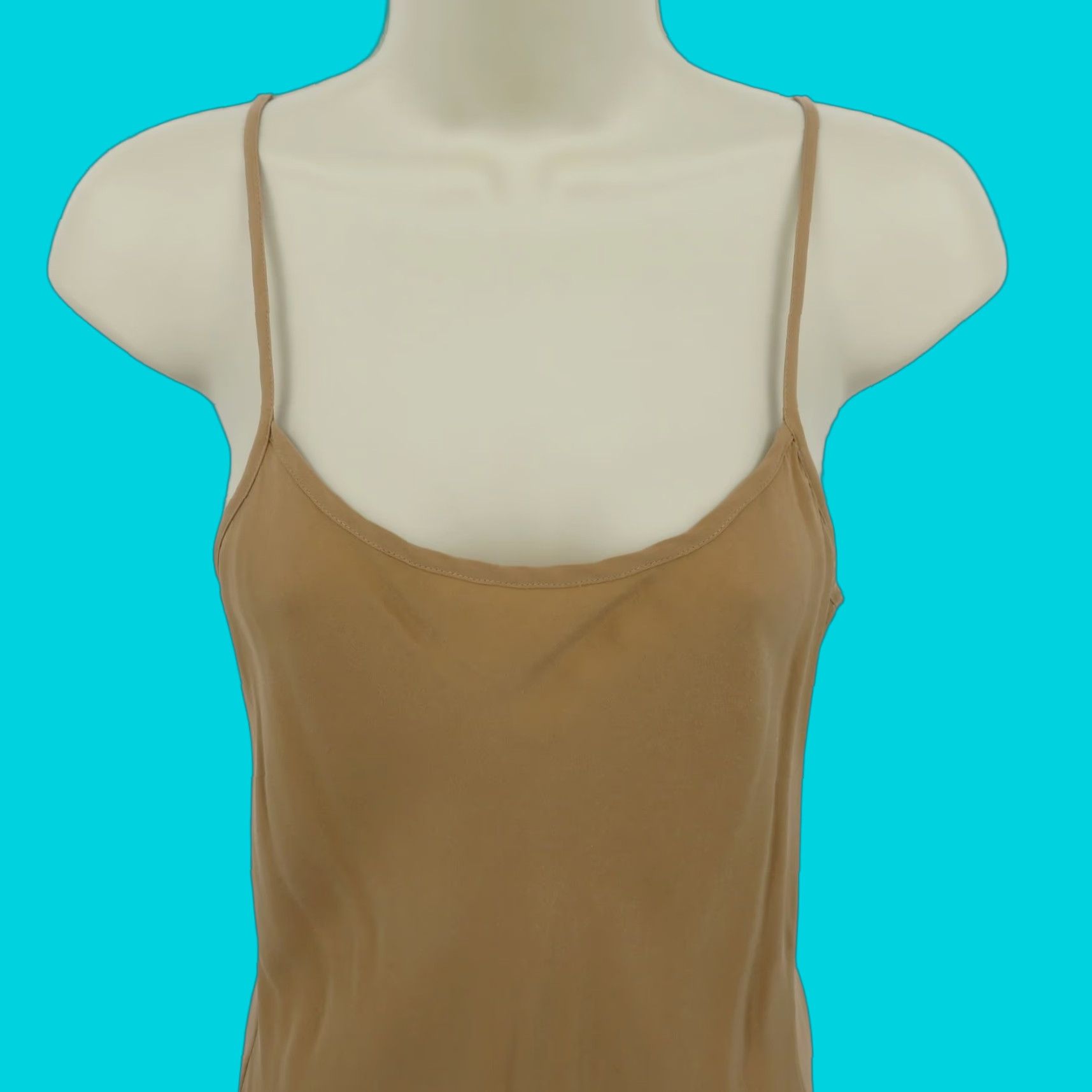 Michael Kors Michael Kors Collection Dress Women Small S Slip Dress Tan Suntan Silk Blend Spaghetti Strap Sleeveless Knee Length Solid Size S / US 4 / IT 40 - 1 Thumbnail