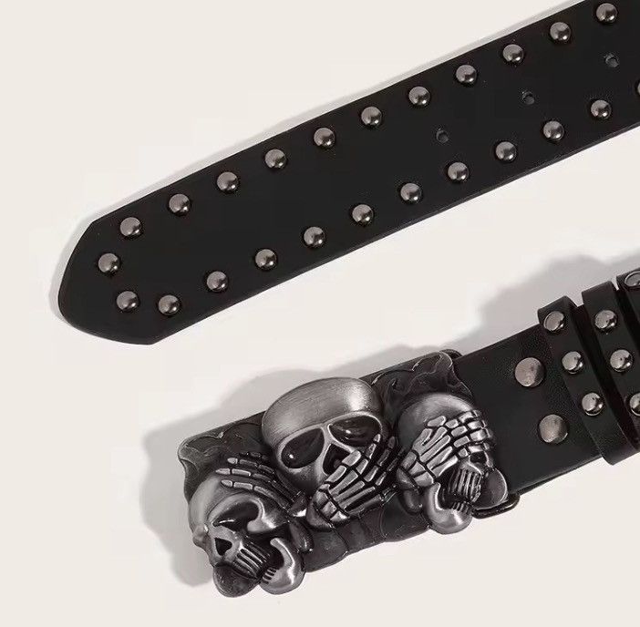 Japanese Brand Skull Buckle PU Leather Belt Size ONE SIZE - 3 Thumbnail