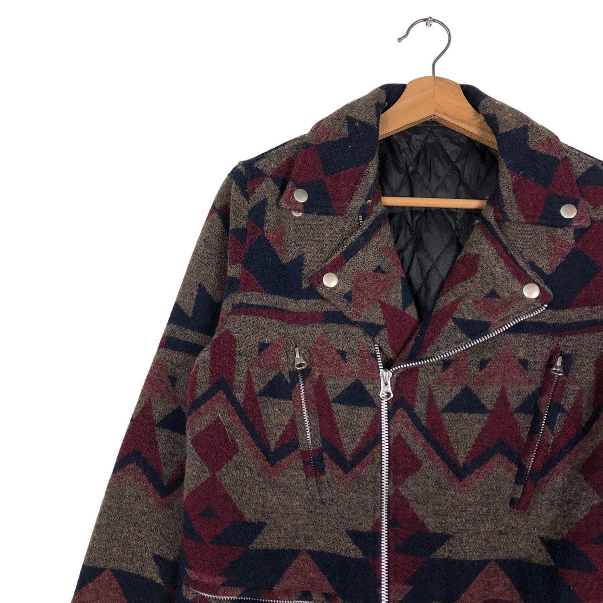 Hysteric Glamour 🔥Vintage Wool Biker Jacket Navajo Design Double Collar Size US M / EU 48-50 / 2 - 7 Thumbnail
