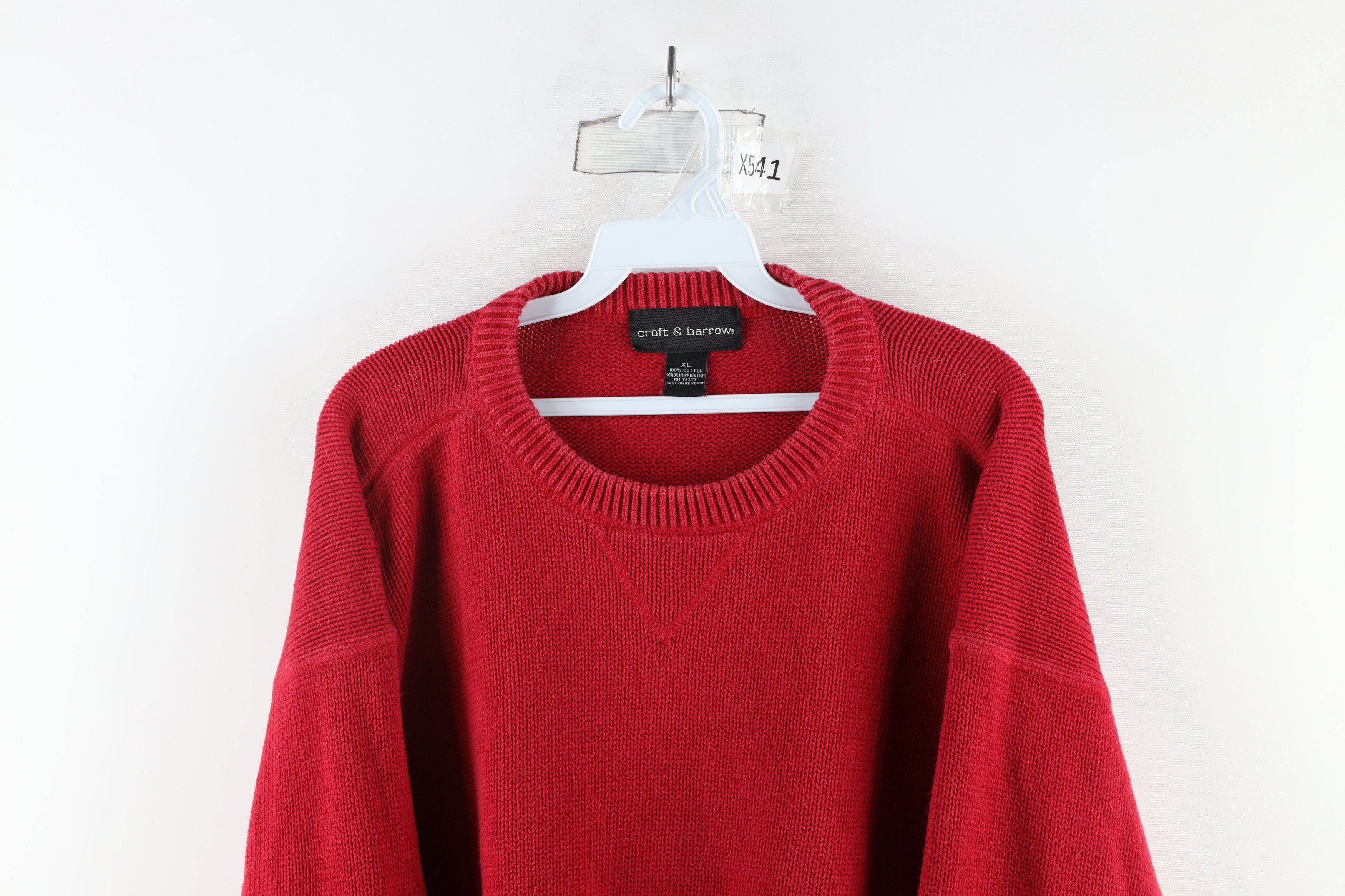 Vintage Vintage 90s Streetwear Blank Cotton Ribbed Knit Sweater Red Size US XL / EU 56 / 4 - 2 Thumbnail