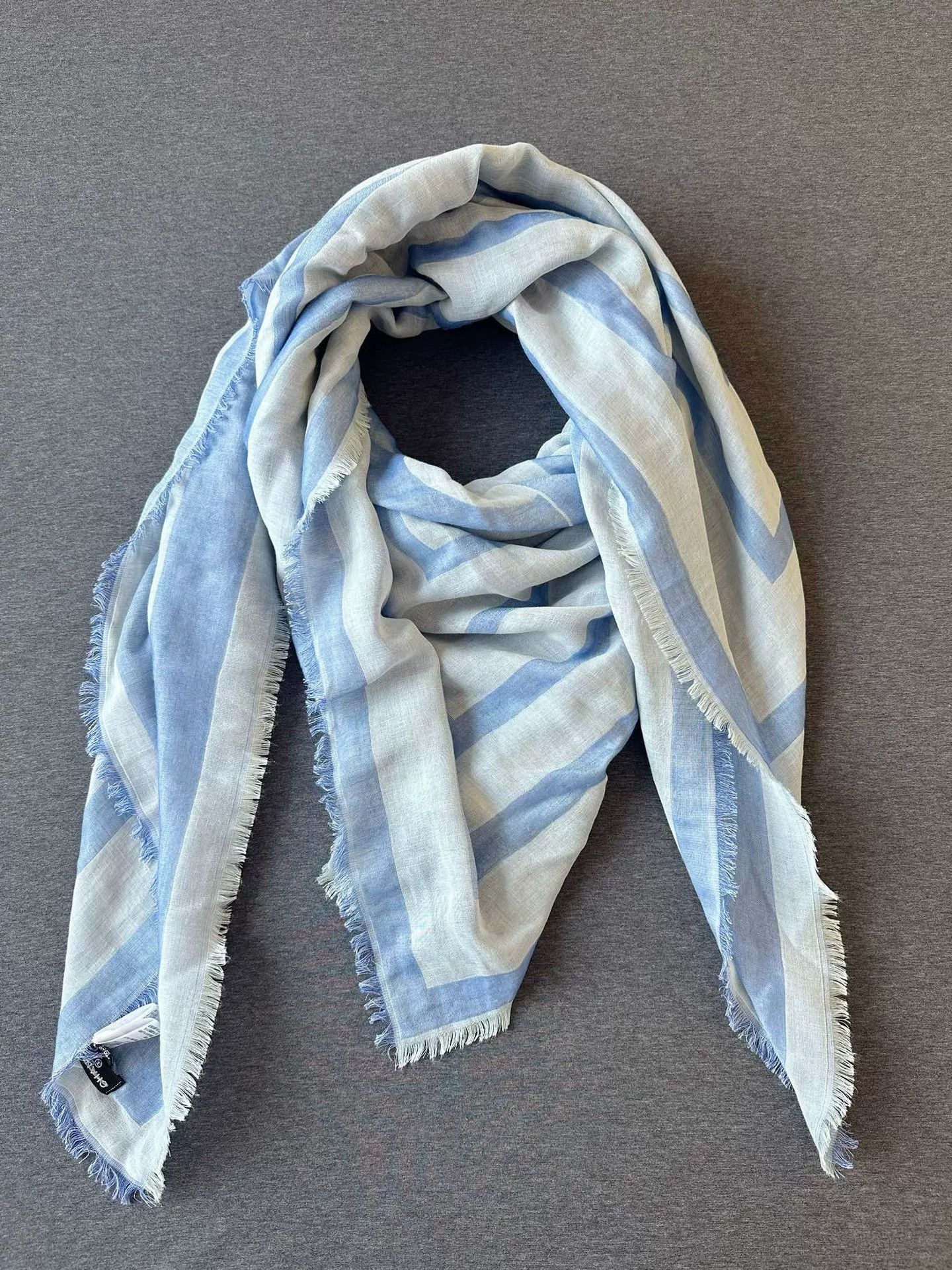 Chanel Chanel Blue White Stripe Square Scarf Size ONE SIZE - 1 Thumbnail