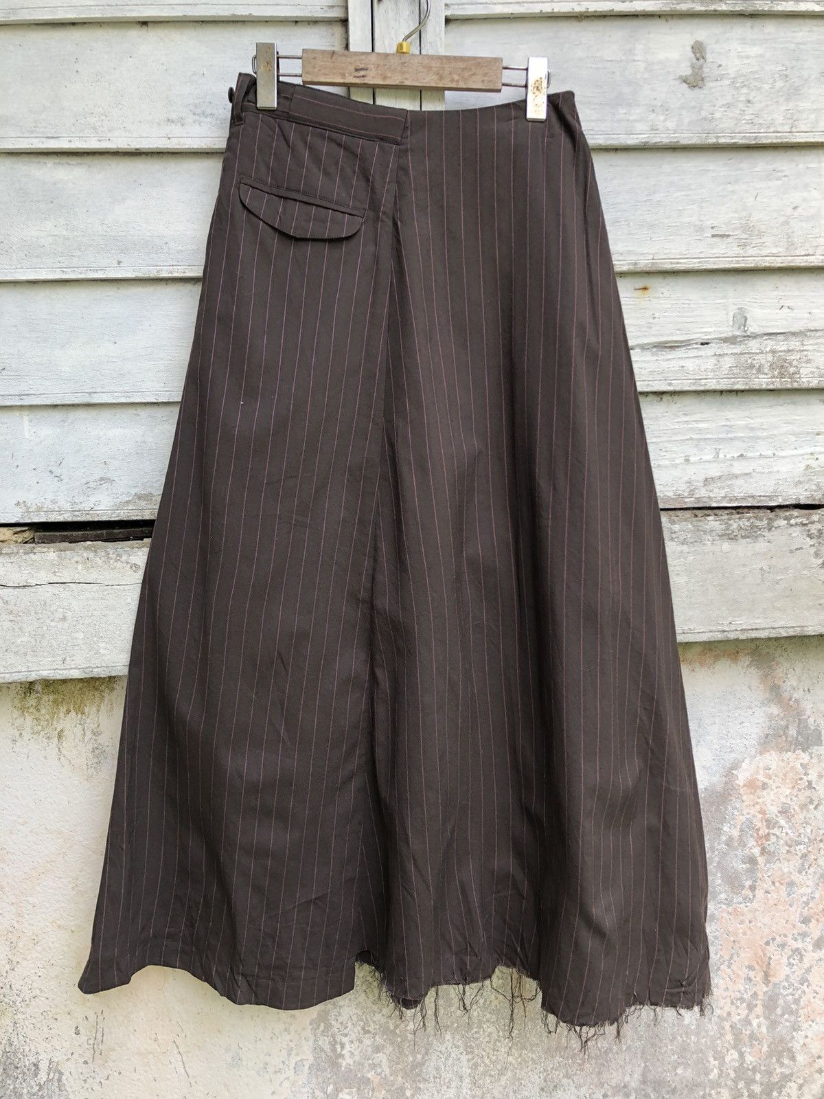 If Six Was Nine × Japanese Brand × Maison MIHARA YASUHIRO Miharayasuhiro Pencil Stripe Raw Seam Maxi Skirt Size 27" / US 4 / IT 40 - 3 Thumbnail