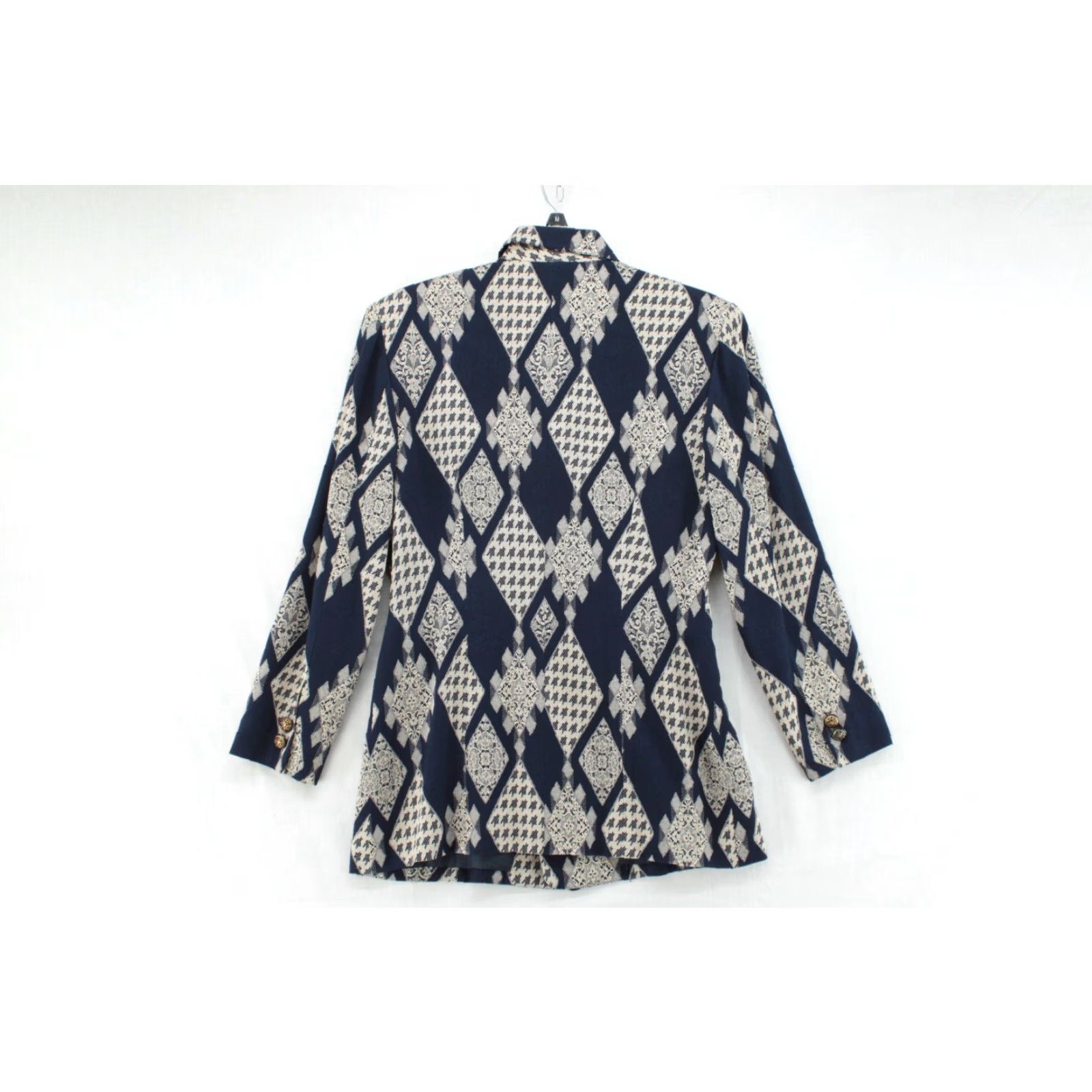 Vintage VINTAGE J Paik Blazer Women's Sport Coat Diamond Pattern Blue Medium 80s 90s Notch 4-Button Size M / US 6-8 / IT 42-44 - 5 Thumbnail