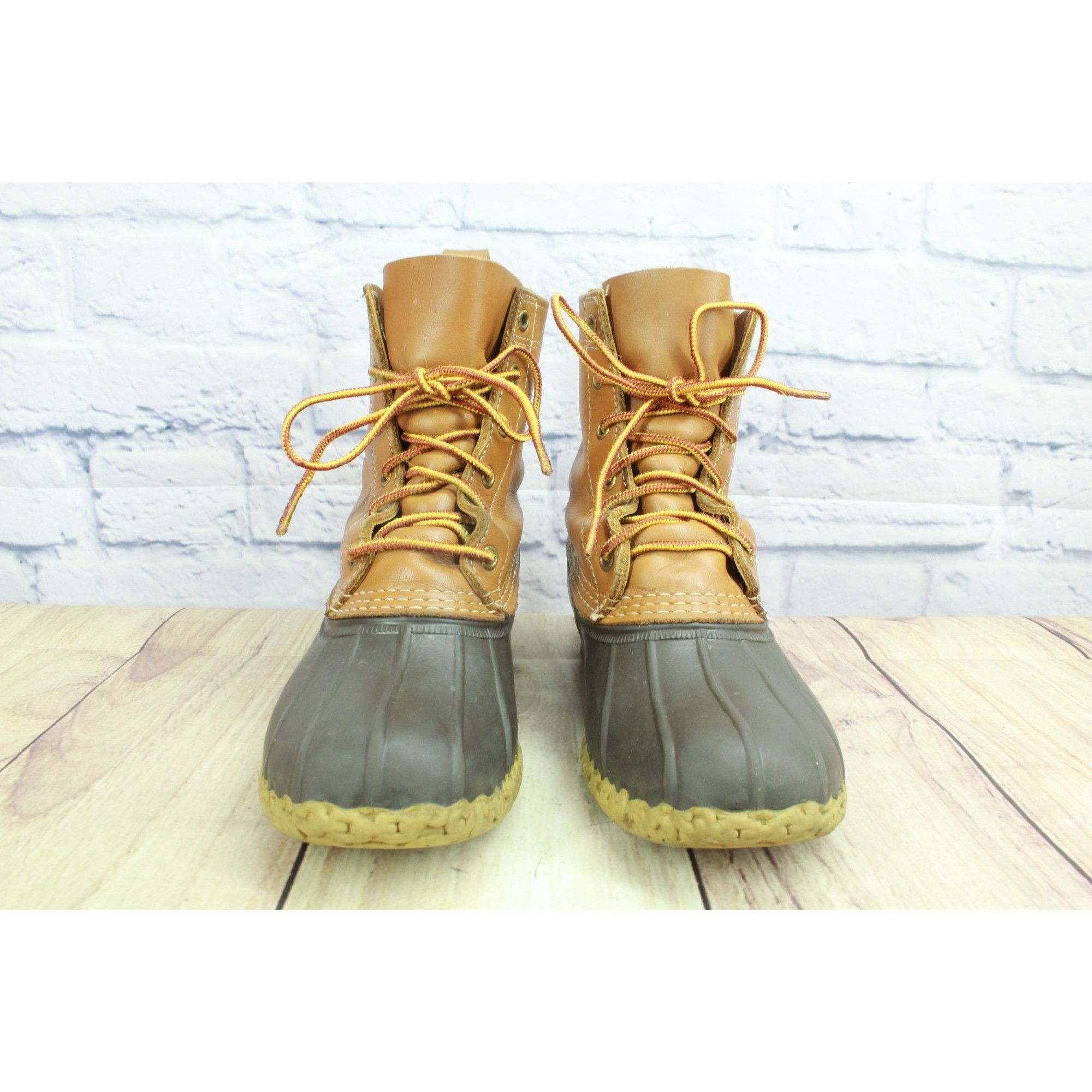 L.L. Bean LL Bean Women's Lace Up Unlined Ankle Duck Boots Brown Leath Size US 7 / IT 37 - 4 Thumbnail