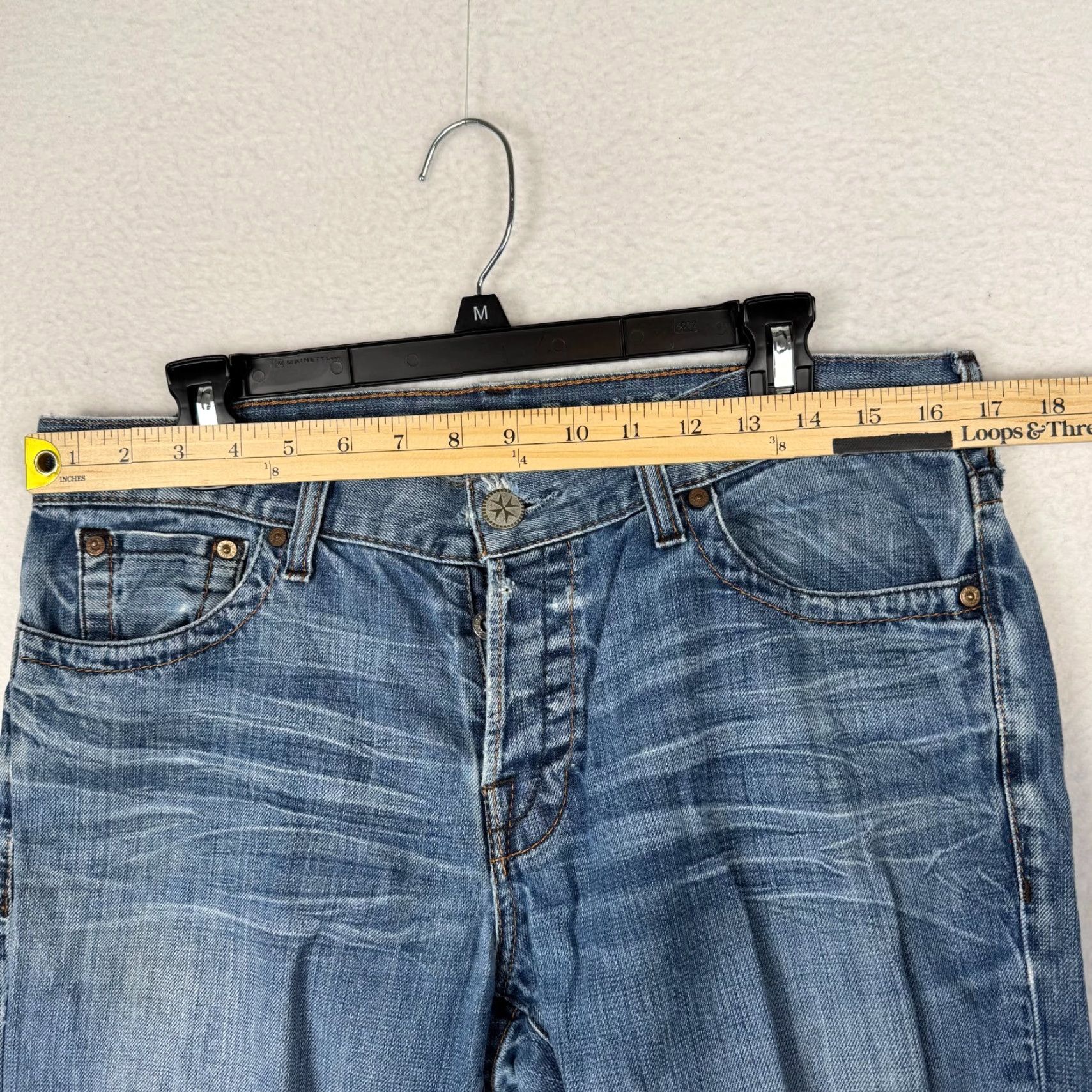 Guess VINTAGE GUESS Jeans Bootcut Mens 33x32 Distressed Denim 00s Y2K Blue Mid Rise 5-Pocket Size US 33 - 6 Thumbnail