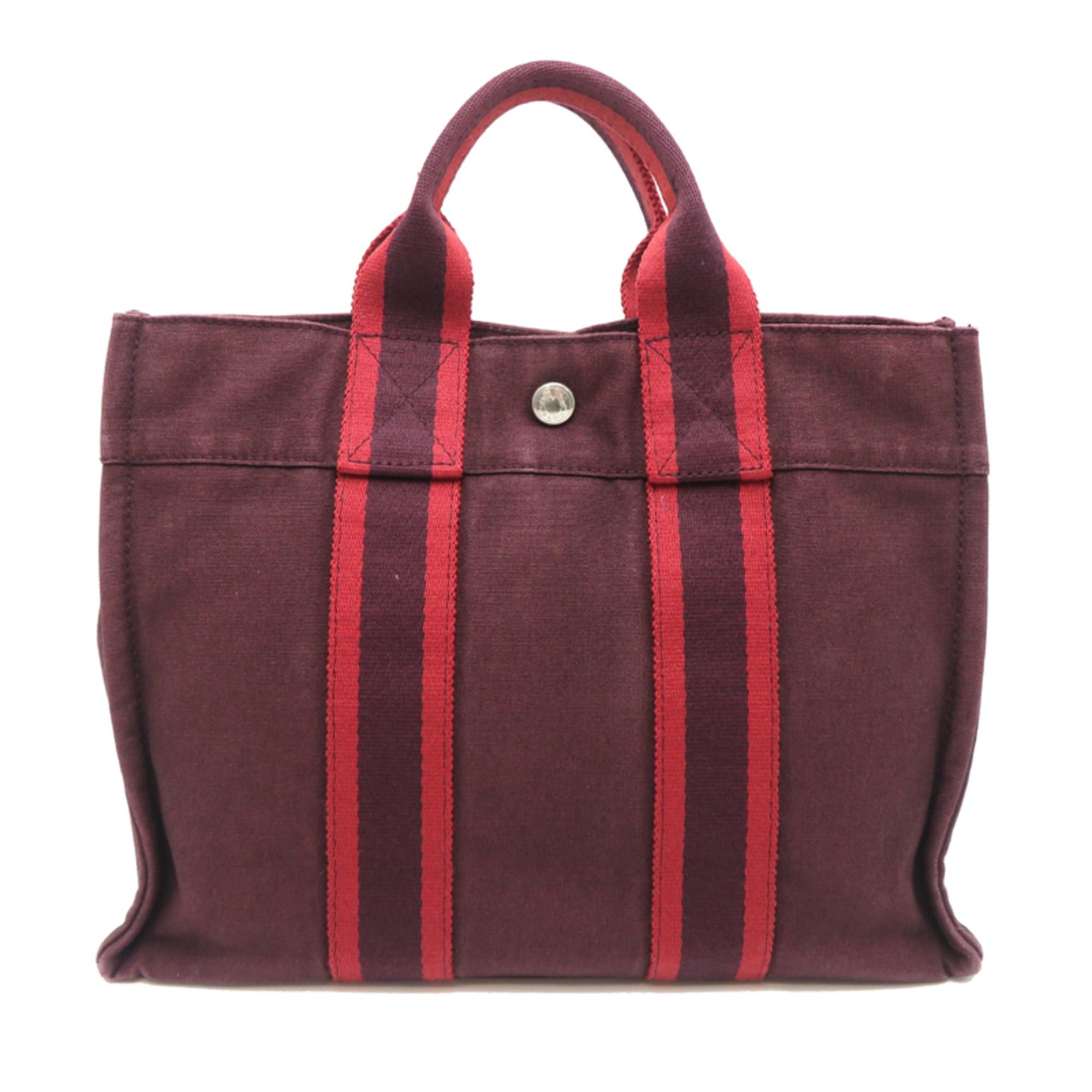 Hermes Hermes Fourre-Tout PM Women's/Men's Tote Bag, Canvas, Wine Red Size ONE SIZE - 1 Thumbnail