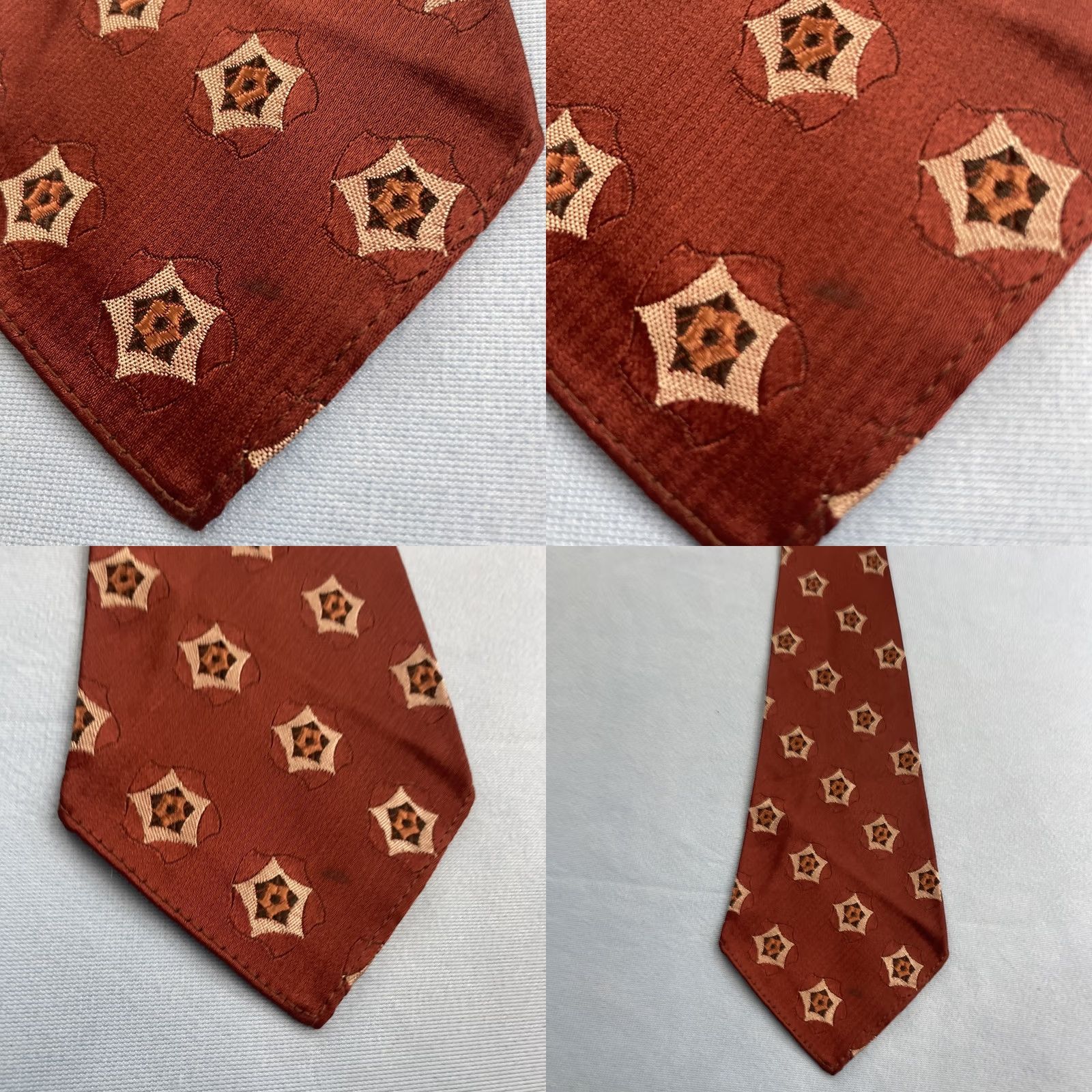 Arrow VINTAGE Arrow Necktie Tie 4x47 Silk Woven Star Rockabilly Red Orange Mens Size ONE SIZE - 9 Thumbnail