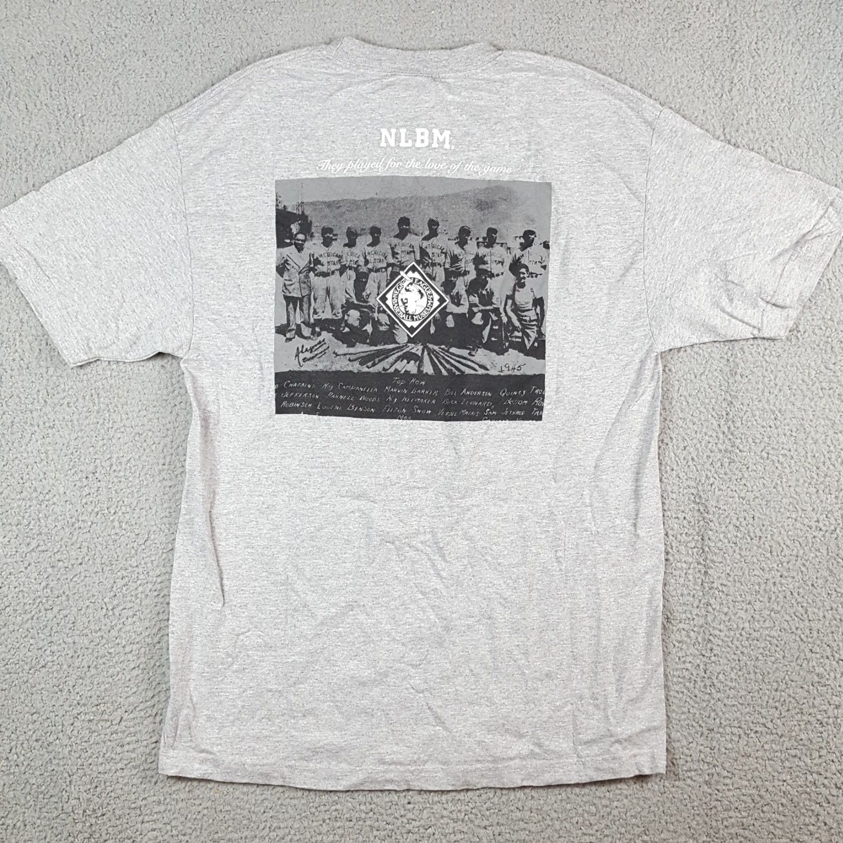 MLB VINTAGE Negro League Baseball Men's L Retro 90s Black History T Shirt MLB Gray Cotton Embroidered Logo Shirt Mens Size US L / EU 52-54 / 3 - 5 Thumbnail