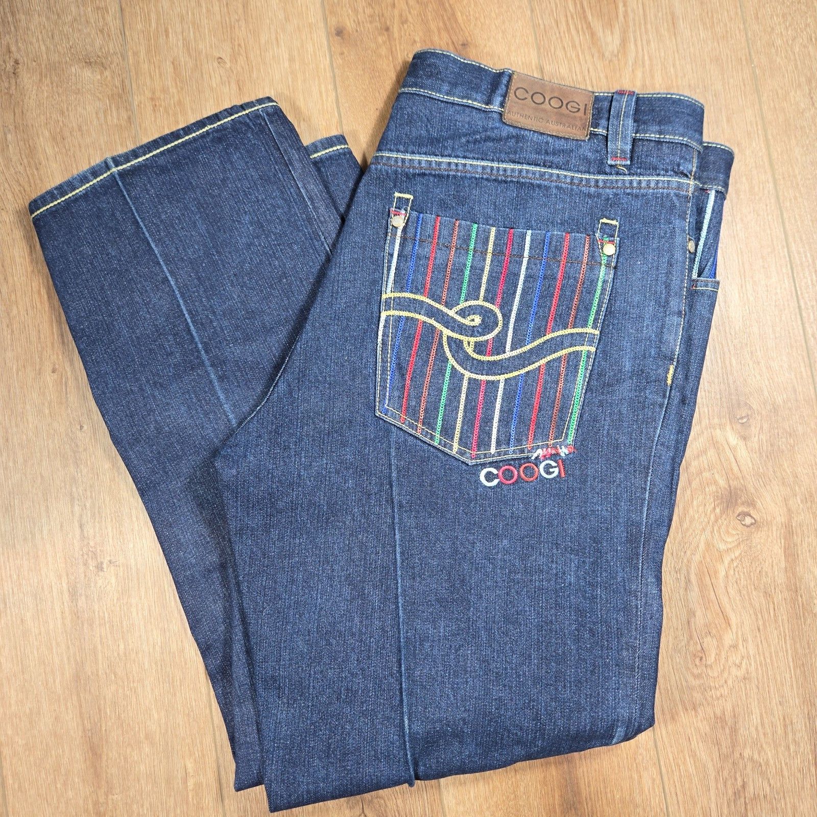 Vintage Coogi Baggy Jeans 38x34 Y2K Embroidered Skater Denim