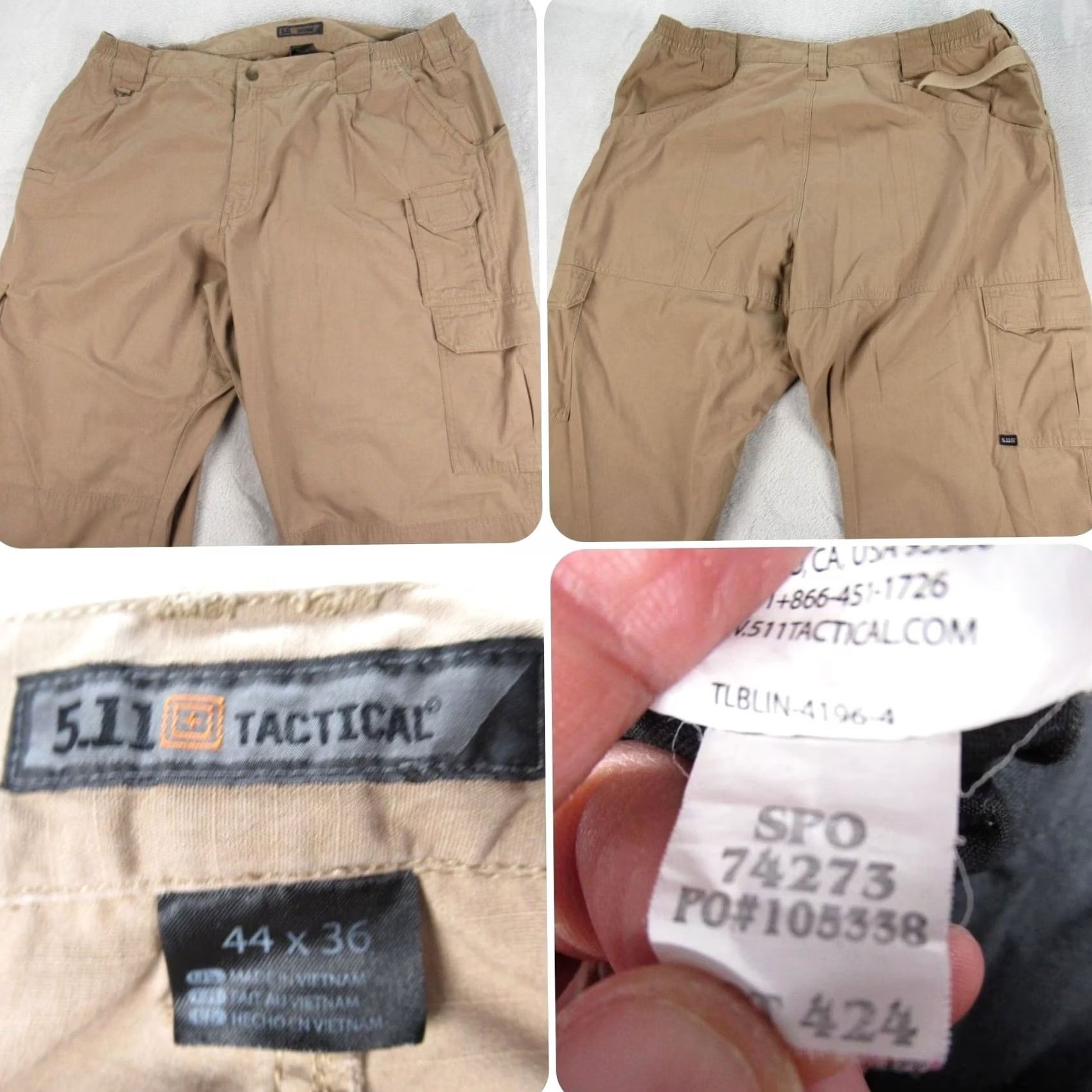 Vintage 5.11 Tactical Pants Mens 40x35 Beige Cargo Pockets Durable Workwear 44x36 Taclite Pro Ripstop Size US 40 / EU 56 - 2 Thumbnail