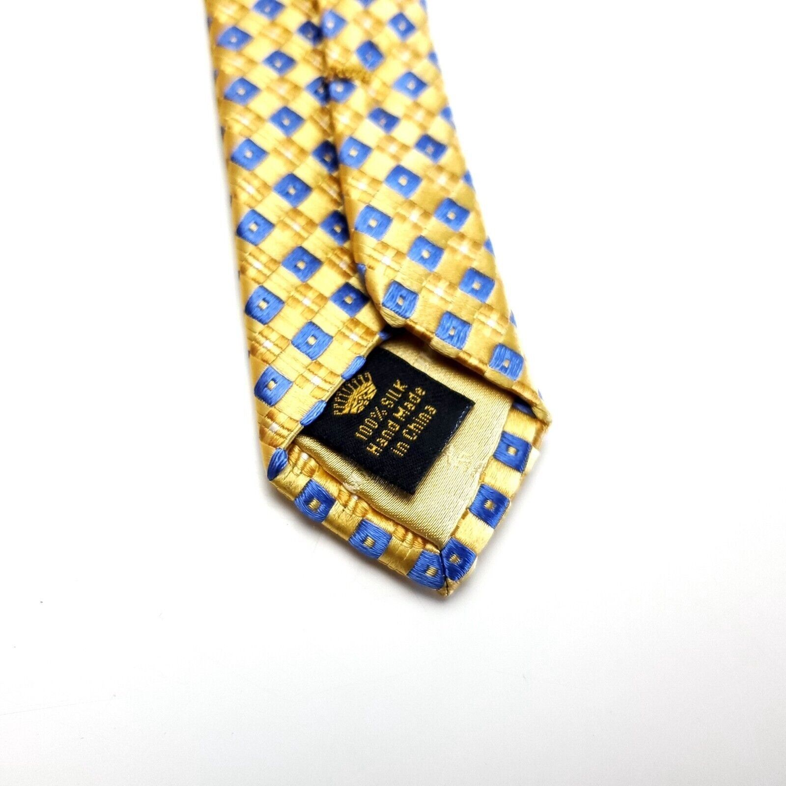 Countess Mara Countess Mara Yellow Blue Check Woven Silk Tie Size ONE SIZE - 5 Thumbnail