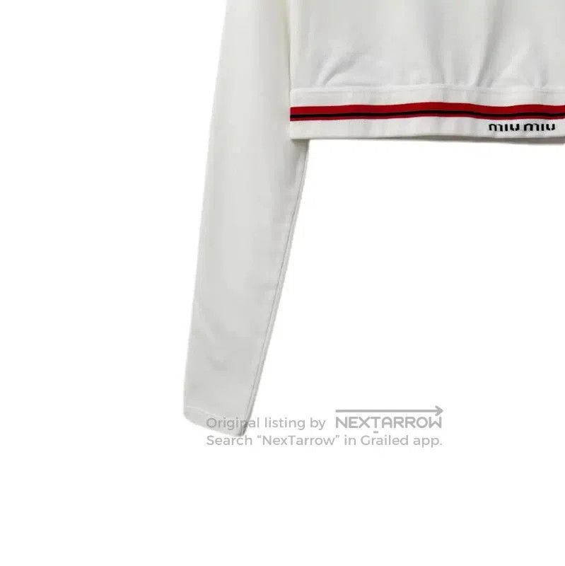 Miu Miu Miu Miu White Cotton Blend Cropped Sweatshirt . Size S / US 4 / IT 40 - 7 Thumbnail