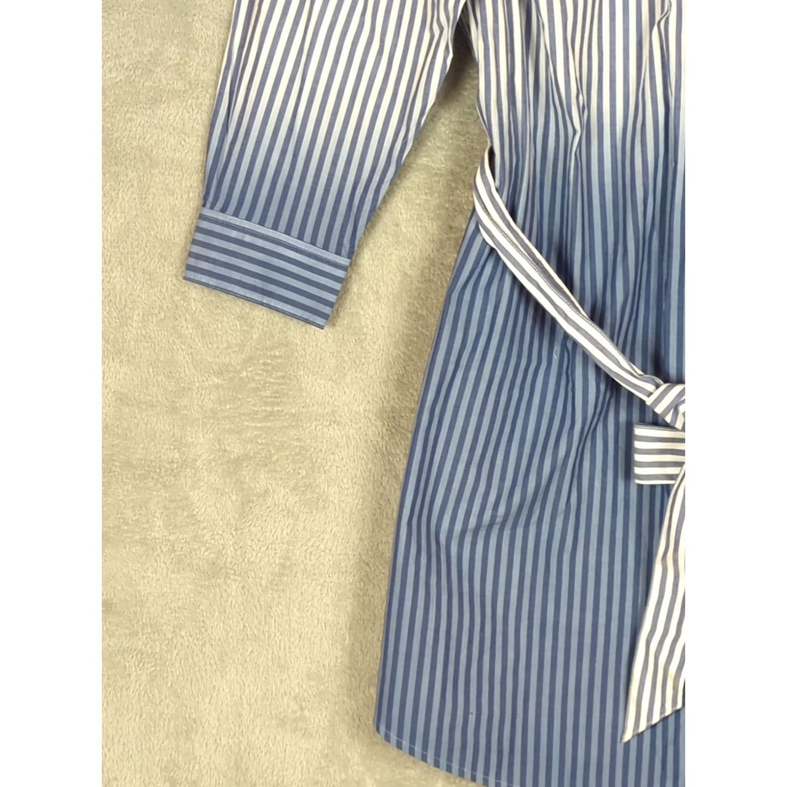 Lands' End Lands' End Shirt Dress 1X Blue Ombre Button Front Collared Long Sleeve Knee Length Plus Size Womens Vintage No N/A Size XL / US 12-14 / IT 48-50 - 6 Thumbnail