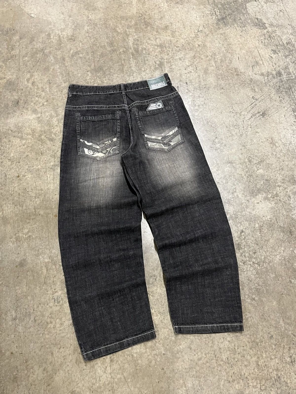 Southpole × Vintage Southpole black baggy fit wide leg faded denim opium skater Size US 40 / EU 56 - 2 Thumbnail
