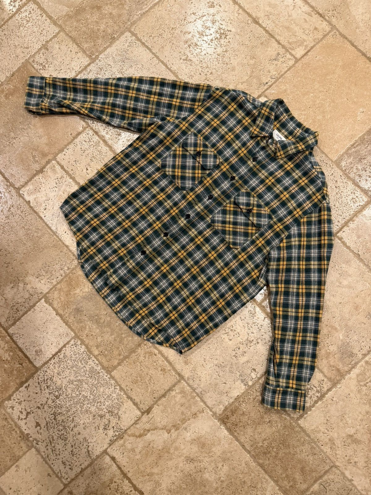 Celine Celine x Hedi FW22 Green/Yellow Flannel Button Up Shirt Size US M / EU 48-50 / 2 - 5 Thumbnail