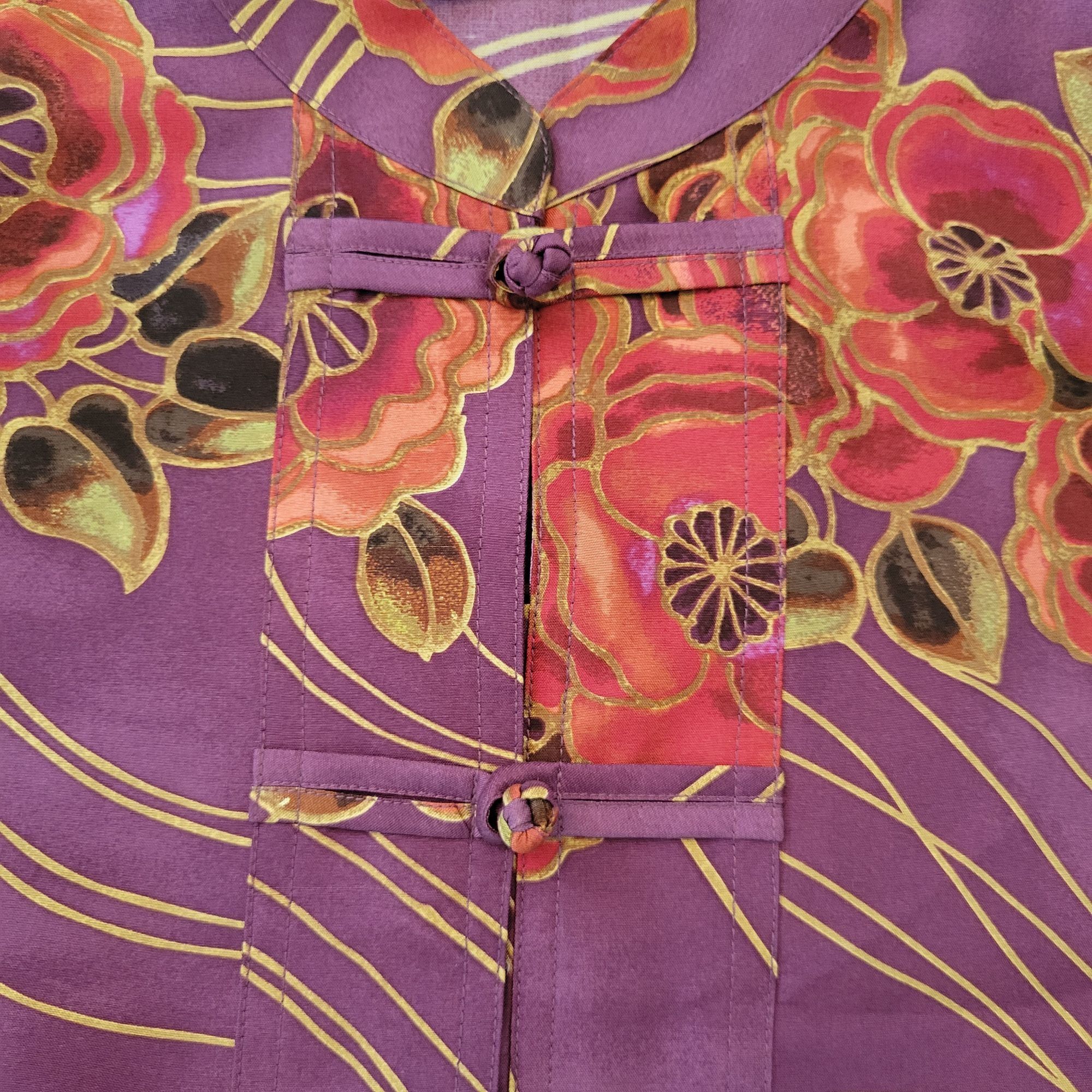 Chicos Chicos Design 1 Silk Purple Floral Mandarin Collar Jacket M Size M / US 6-8 / IT 42-44 - 5 Thumbnail