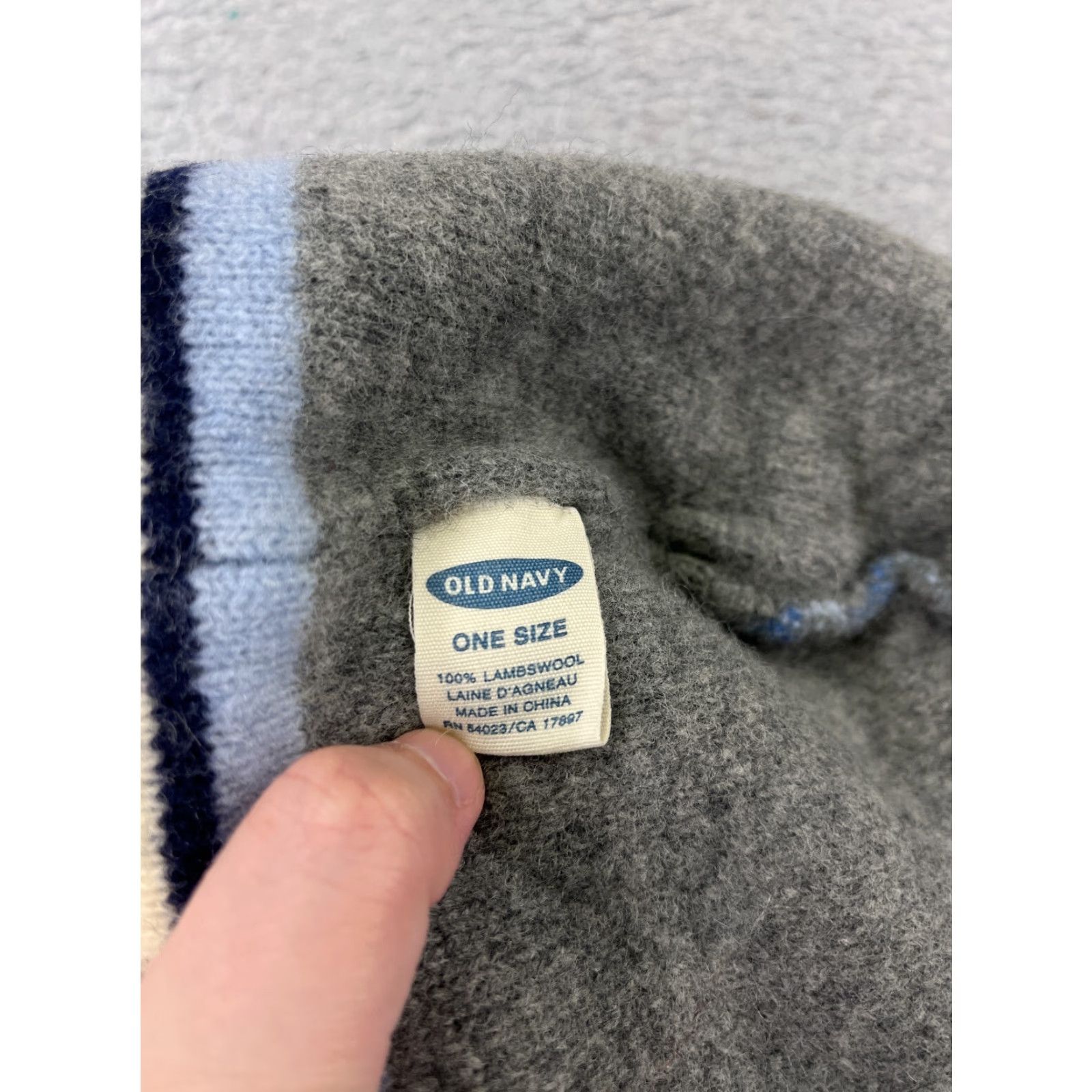Old Navy Old Navy Beanie Toque Adult One Size Blue Gray Green Stripe Knit Lambswool Pom Hat Mens Beanie Wool Knit Ski Style Size ONE SIZE - 6 Thumbnail