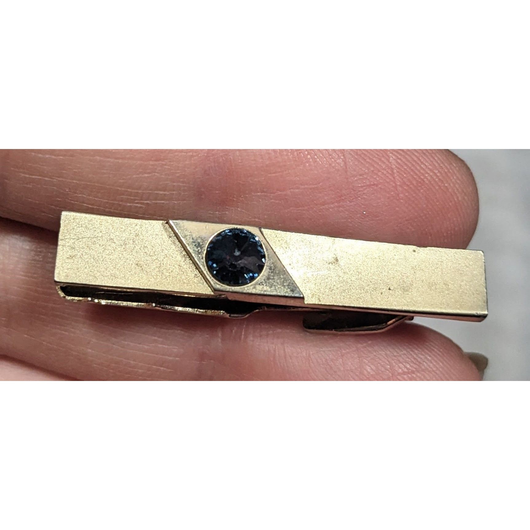 Other Vintage Foster Gold Tone Tie Clip With Grey Faceted Stone Size ONE SIZE - 8 Thumbnail