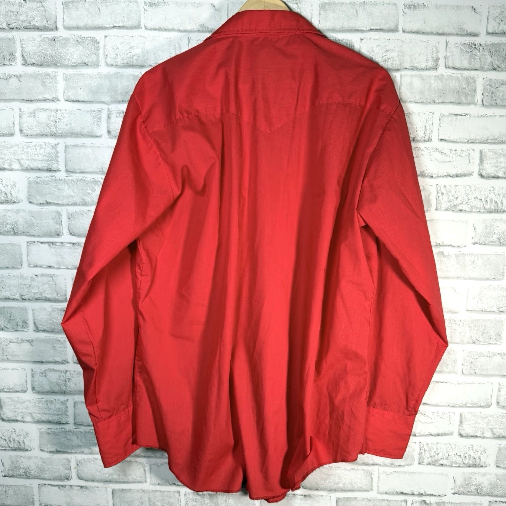 Vintage VINTAGE California Ranchwear Shirt Long Sleeve Men 17 Red Western Snap Button-Up Country Size US XL / EU 56 / 4 - 5 Thumbnail