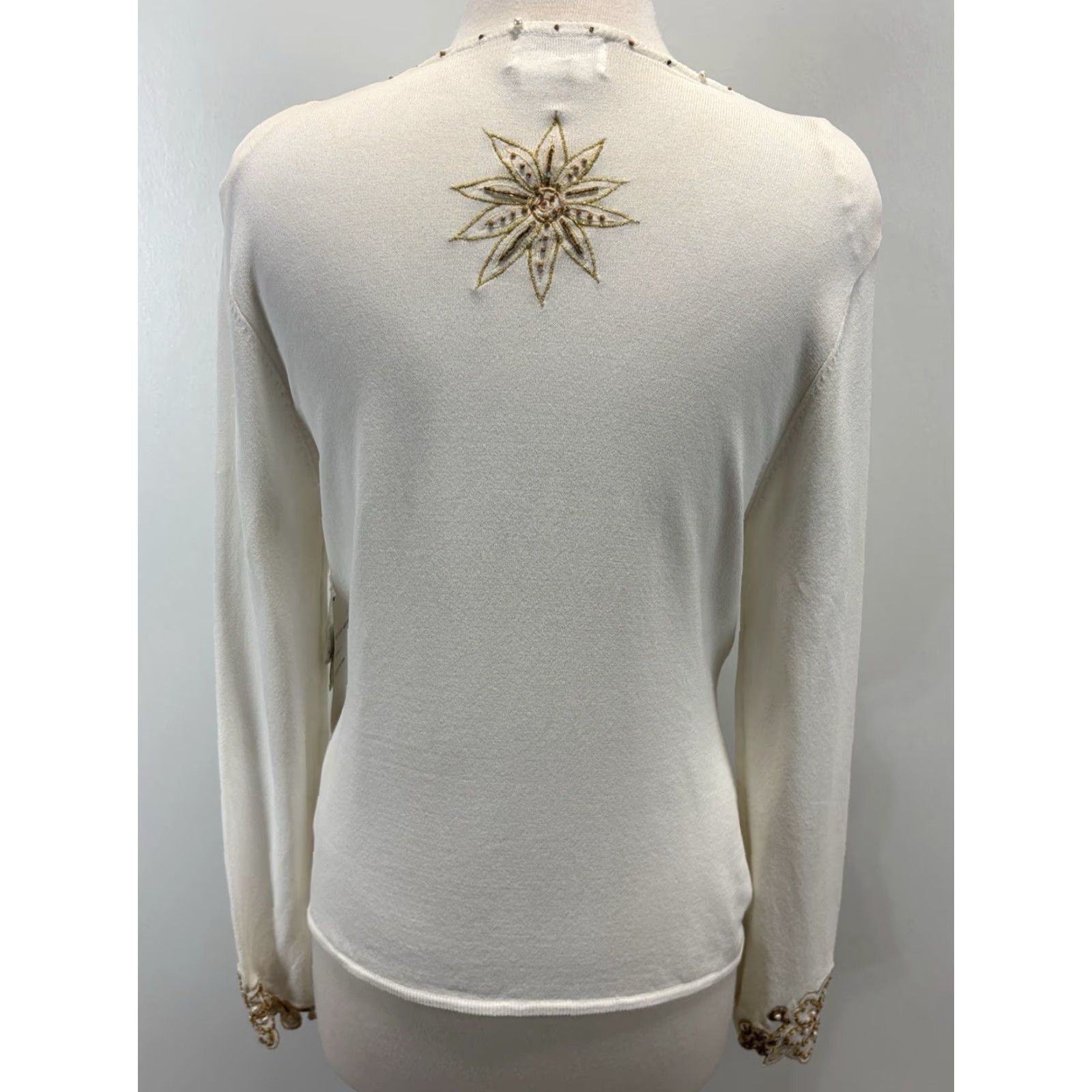 Vintage NEW! Vtg Just B Cardigan Sz Large Women’s Ivory Beaded Embroidered Embellished Size L / US 10 / IT 46 - 3 Thumbnail