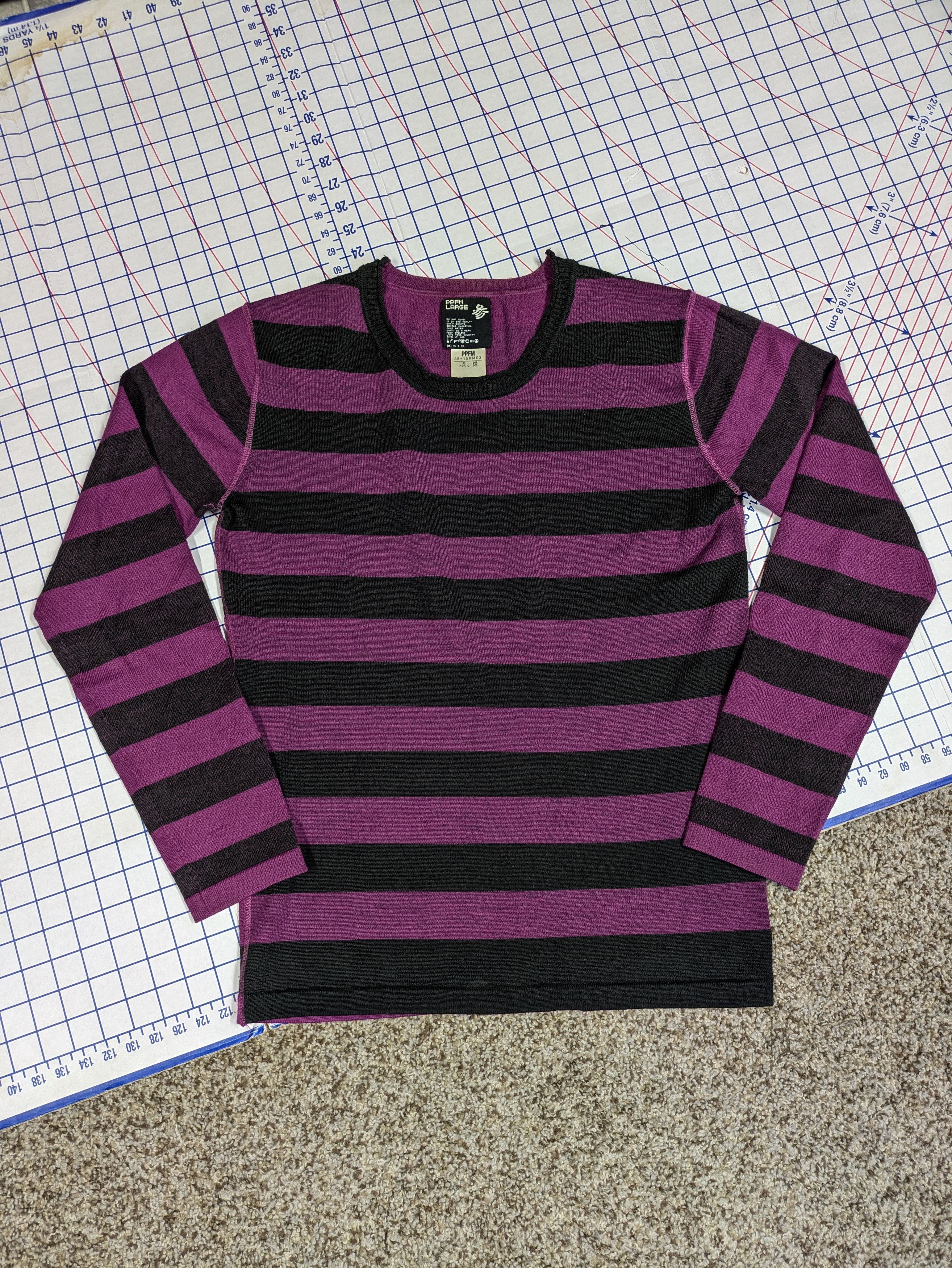 PPFM purple black wool blend striped sweater