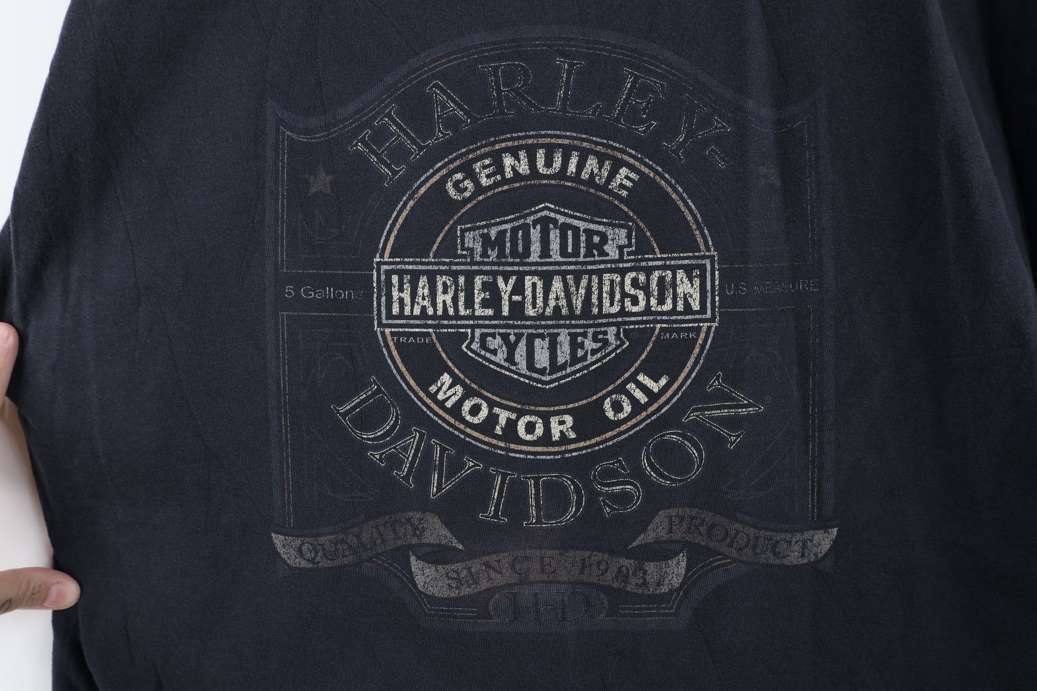 Harley Davidson Vintage Y2K Harley Davidson Motor Oil T-Shirt Black USA Size US L / EU 52-54 / 3 - 4 Thumbnail